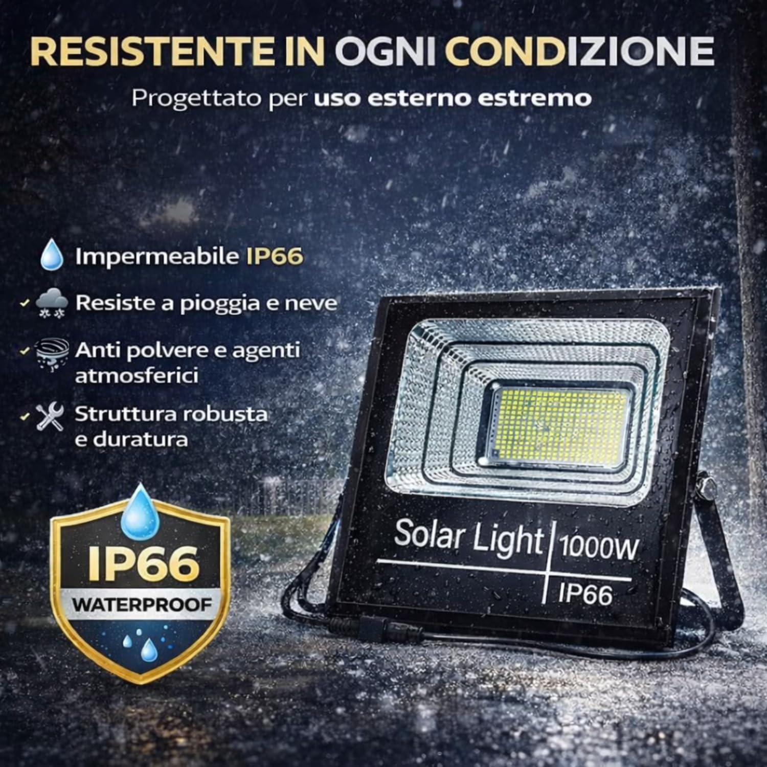 De Rosa Shop faro solare LED 1000W esterno telecomando IP67