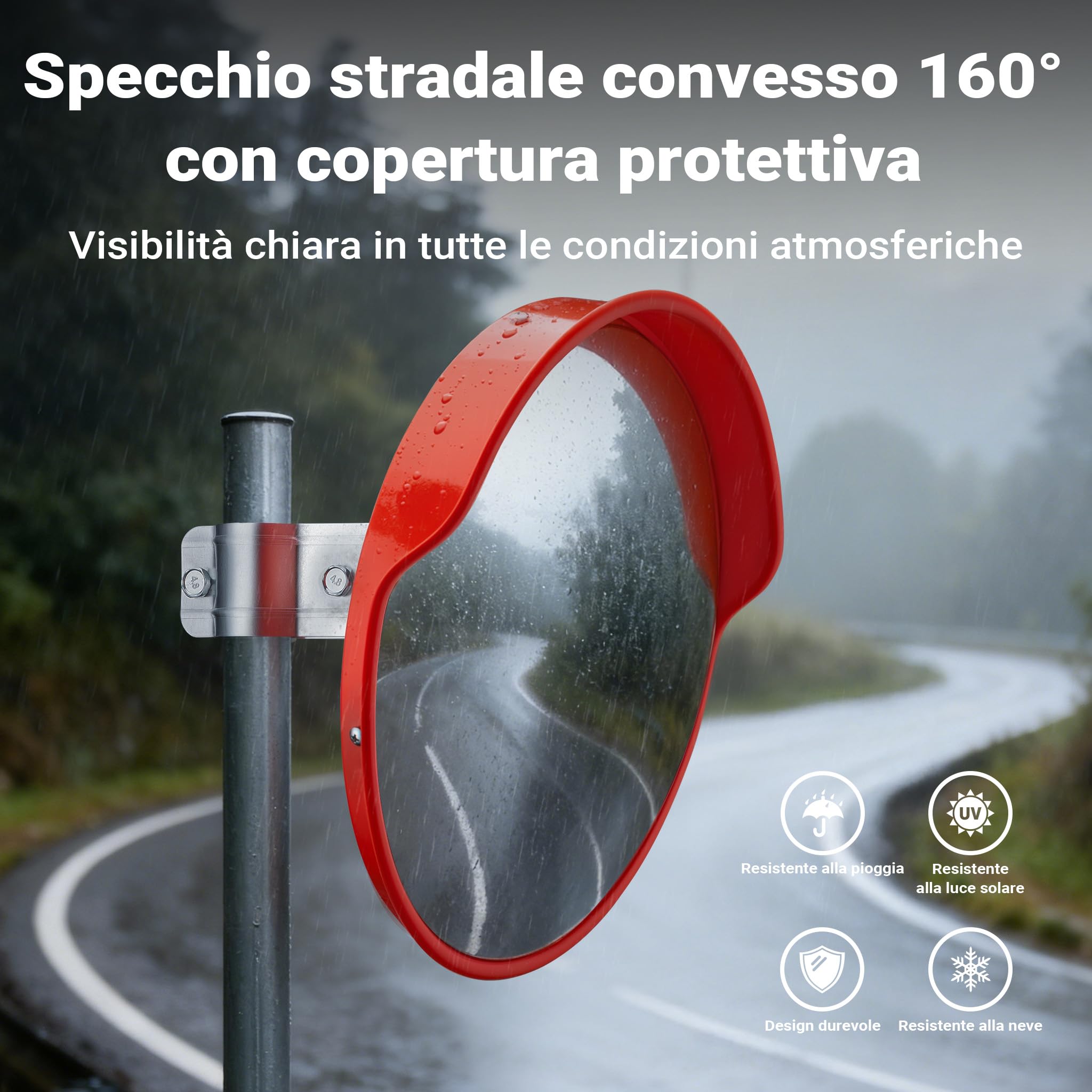 Wiltec Specchio Stradale Convesso 30 cm 160° Esterno