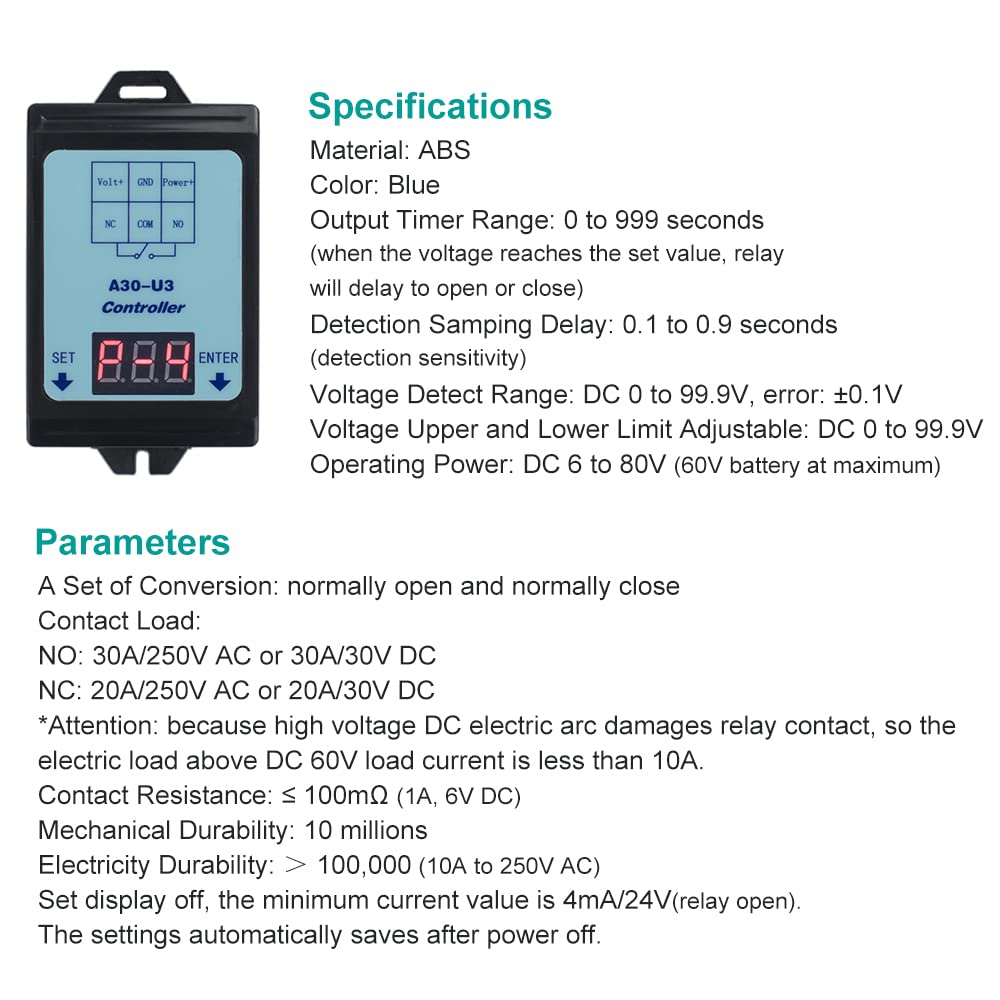 Weytoll P-1 P-4 Relè Monitoraggio Tensione CC 6-80V 30A