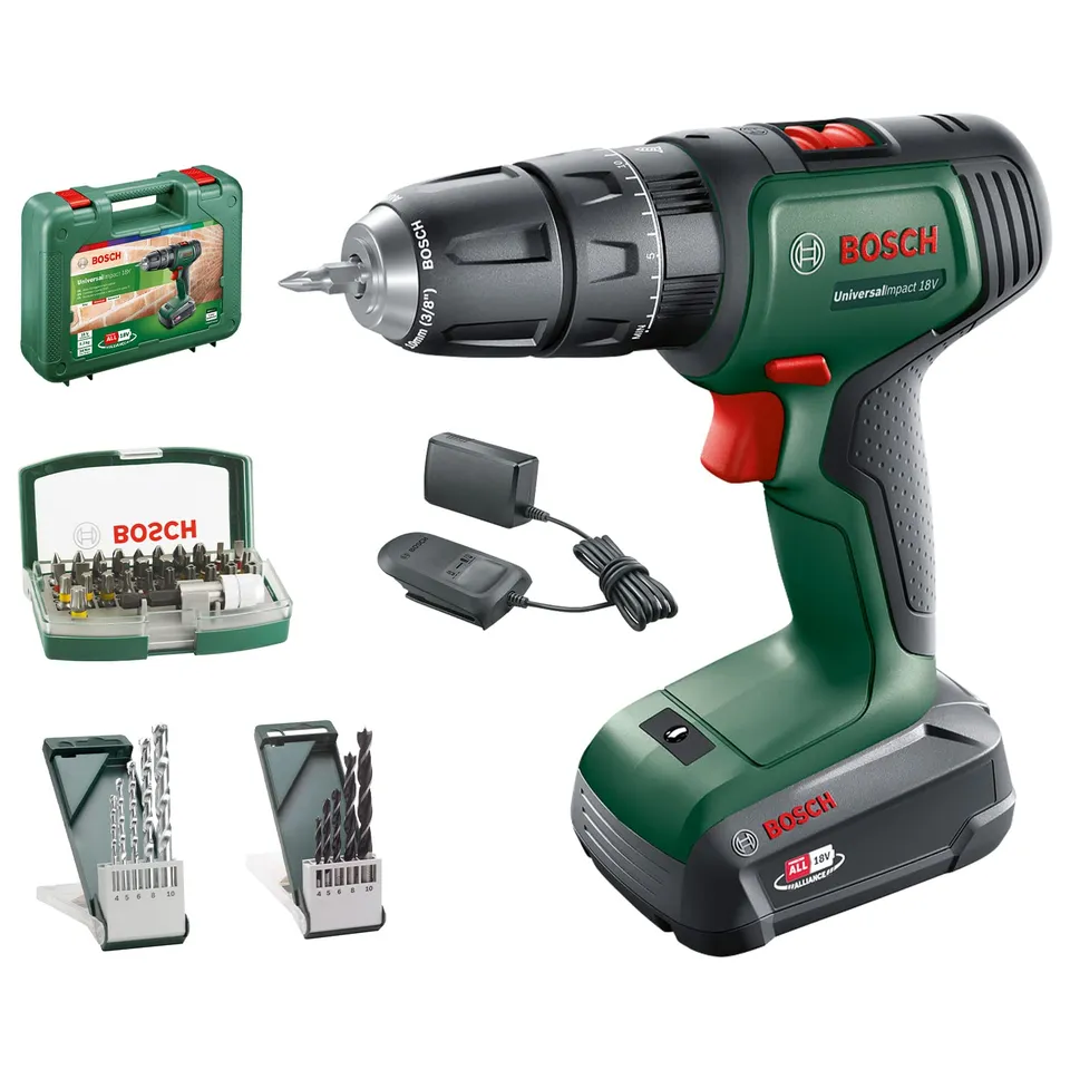 Bosch UniversalImpact 18V Trapano 1 Batteria Set 42 pz Valigetta
