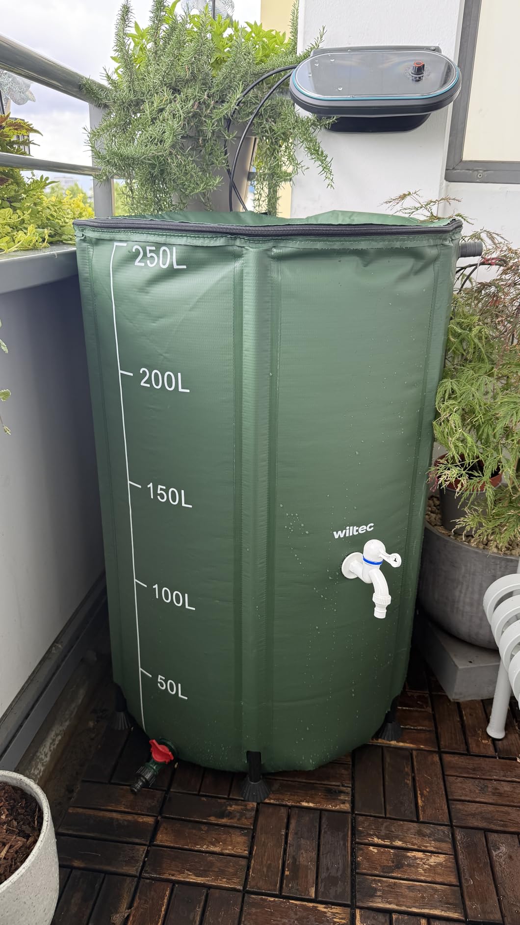 Wiltec Serbatoio acqua piovana pieghevole 250L PVC