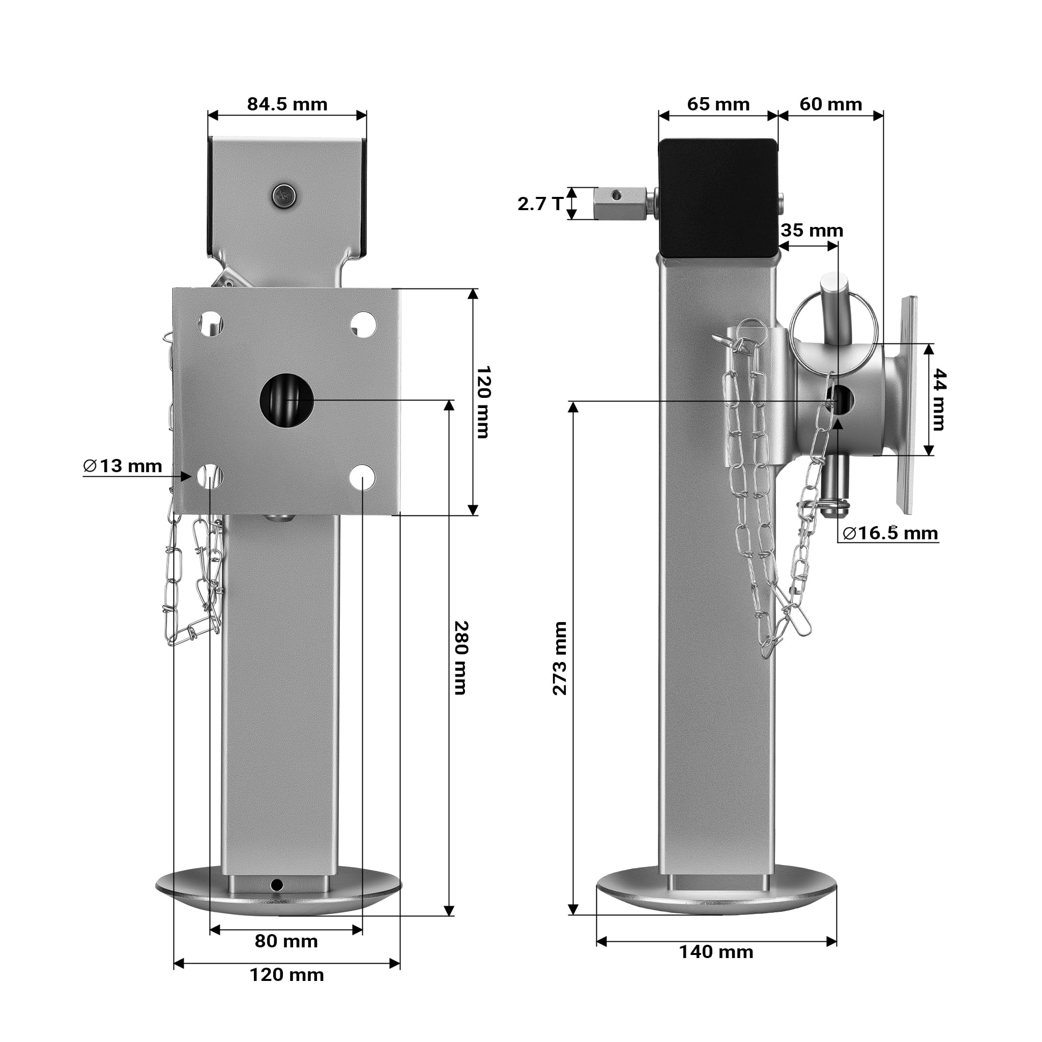 XPOtool stabilizzatori rimorchio piedi pieghevoli 1350kg 2pz