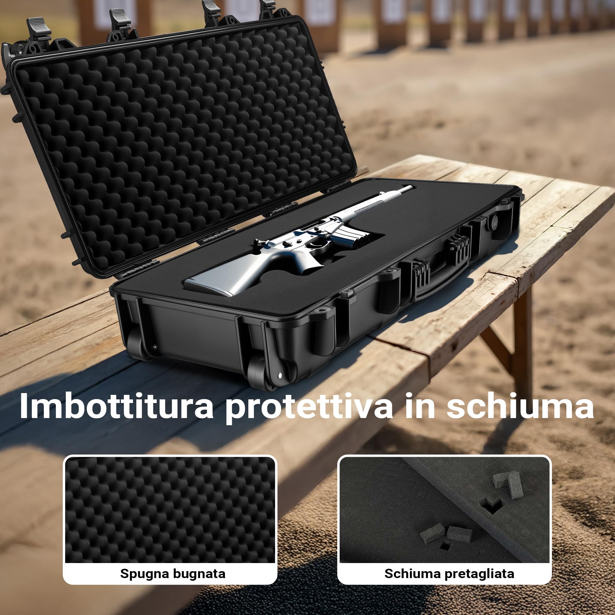 Wiltec Valigetta porta fucili 97,8cm schiuma IP67
