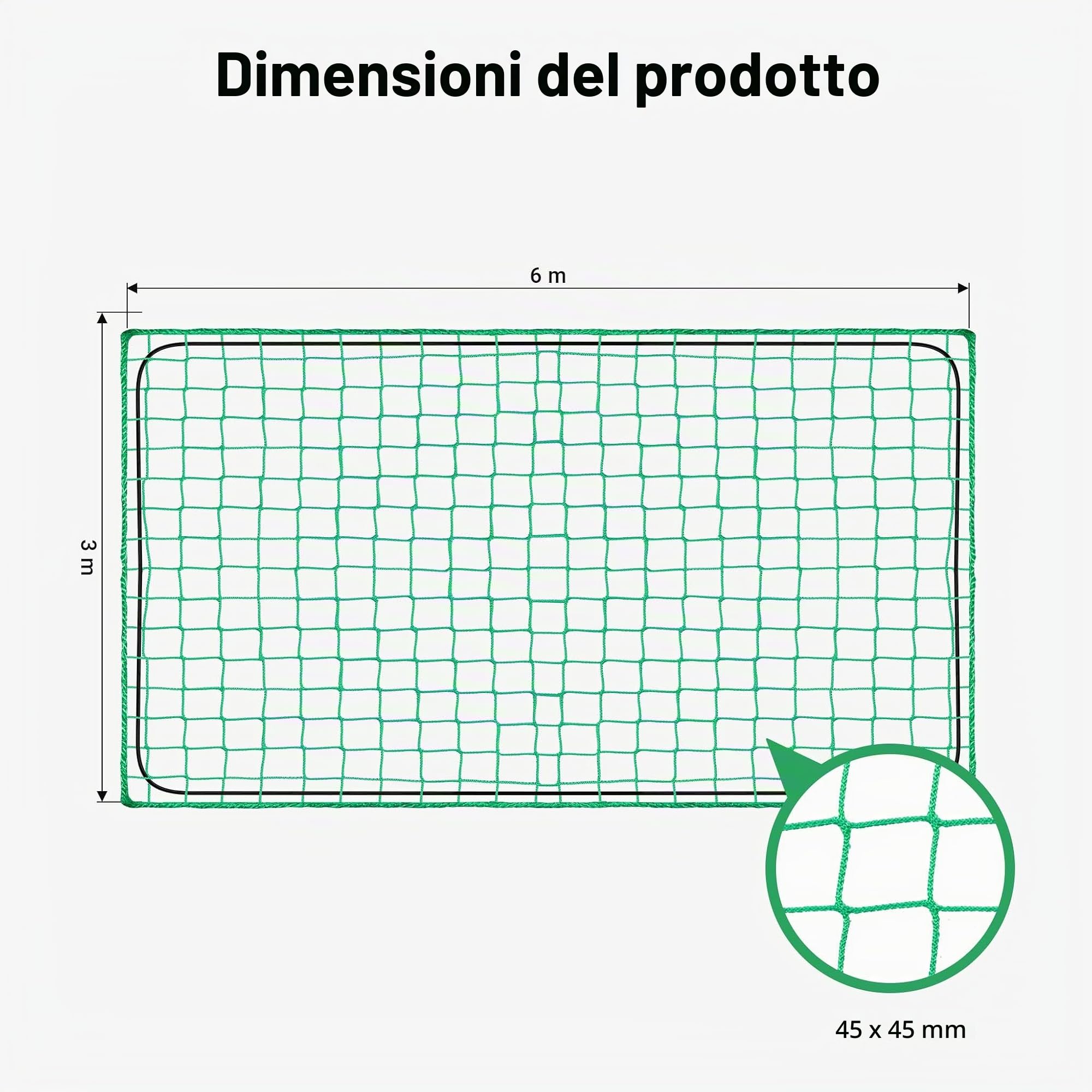 Wiltec Rete Ferma Carico 3x6 m Maglia 45 mm Elastica