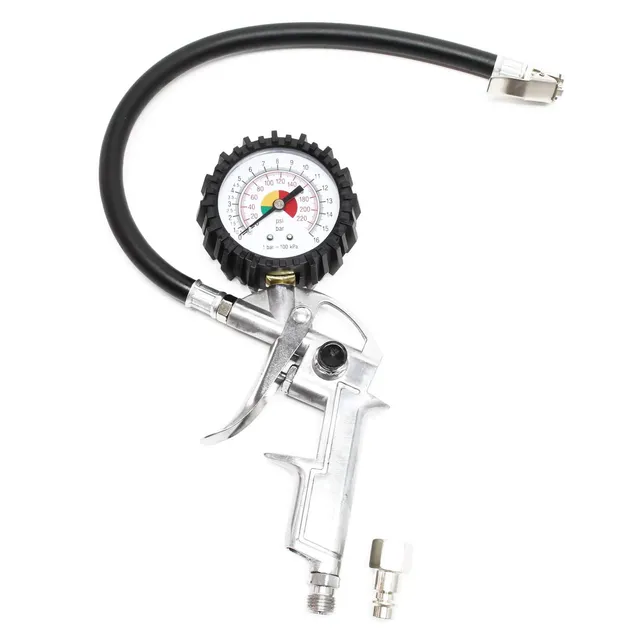 Wiltec Pistola Gonfiaggio Pneumatici 0-16 Bar con Manometro