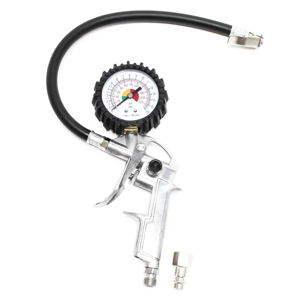 Wiltec Pistola Gonfiaggio Pneumatici 0-16 Bar con Manometro