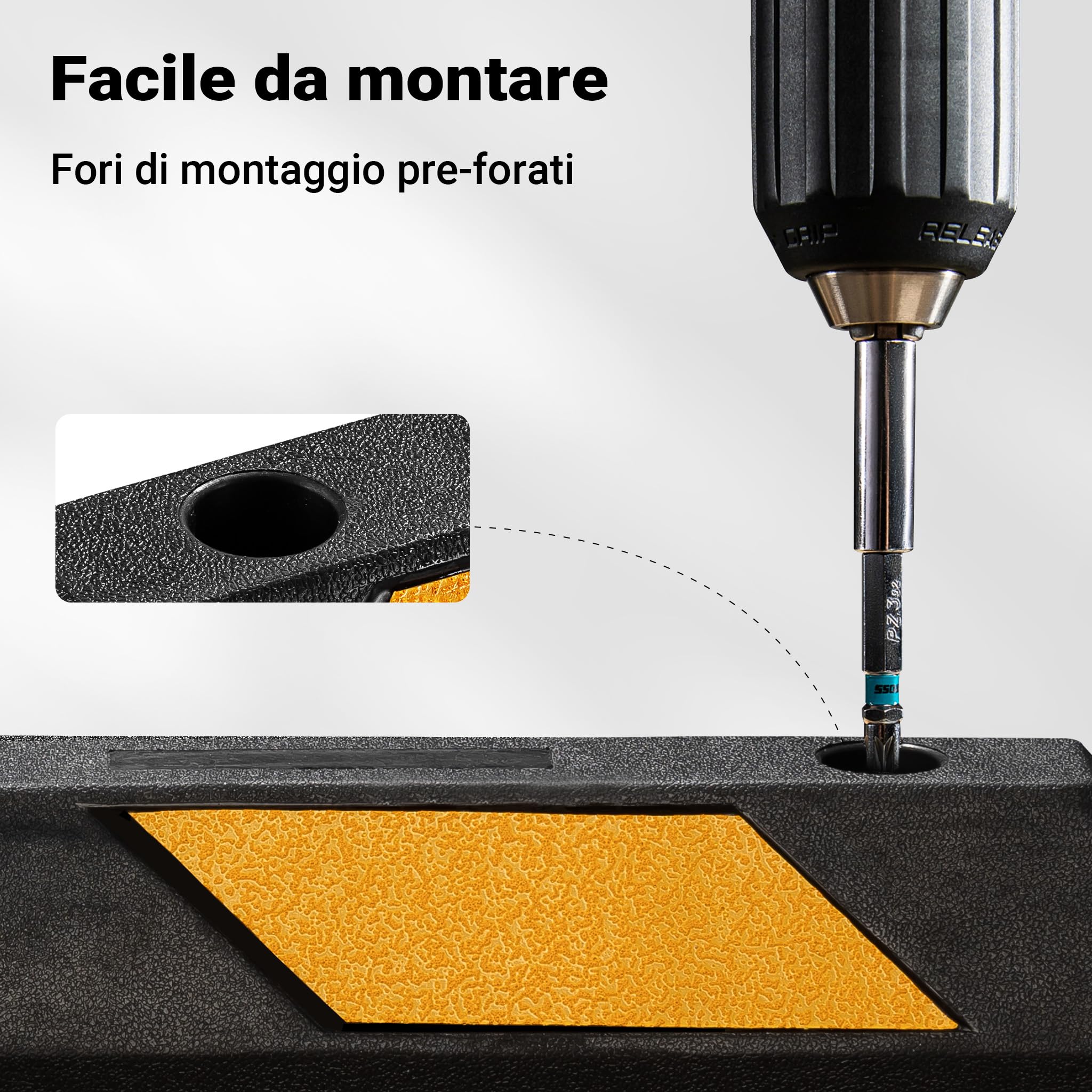 Wiltec Delimitatore 900x150x100mm fermaruota gomma 2 pezzi rifrangente