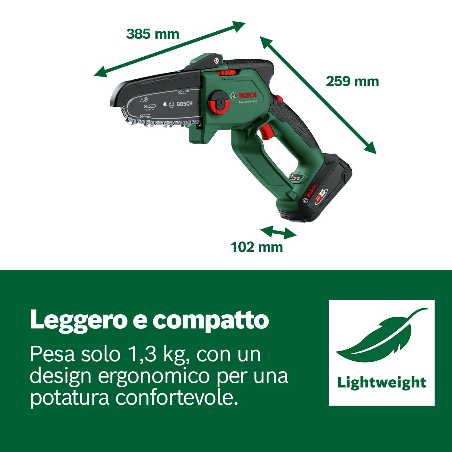Bosch EasyChain 18V-15-7 mini motosega 2,5 Ah
