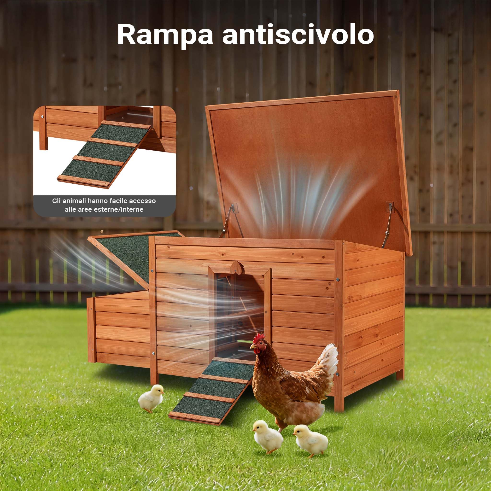 Wiltec Pollaio 136x74x70 cm in Legno con Nido