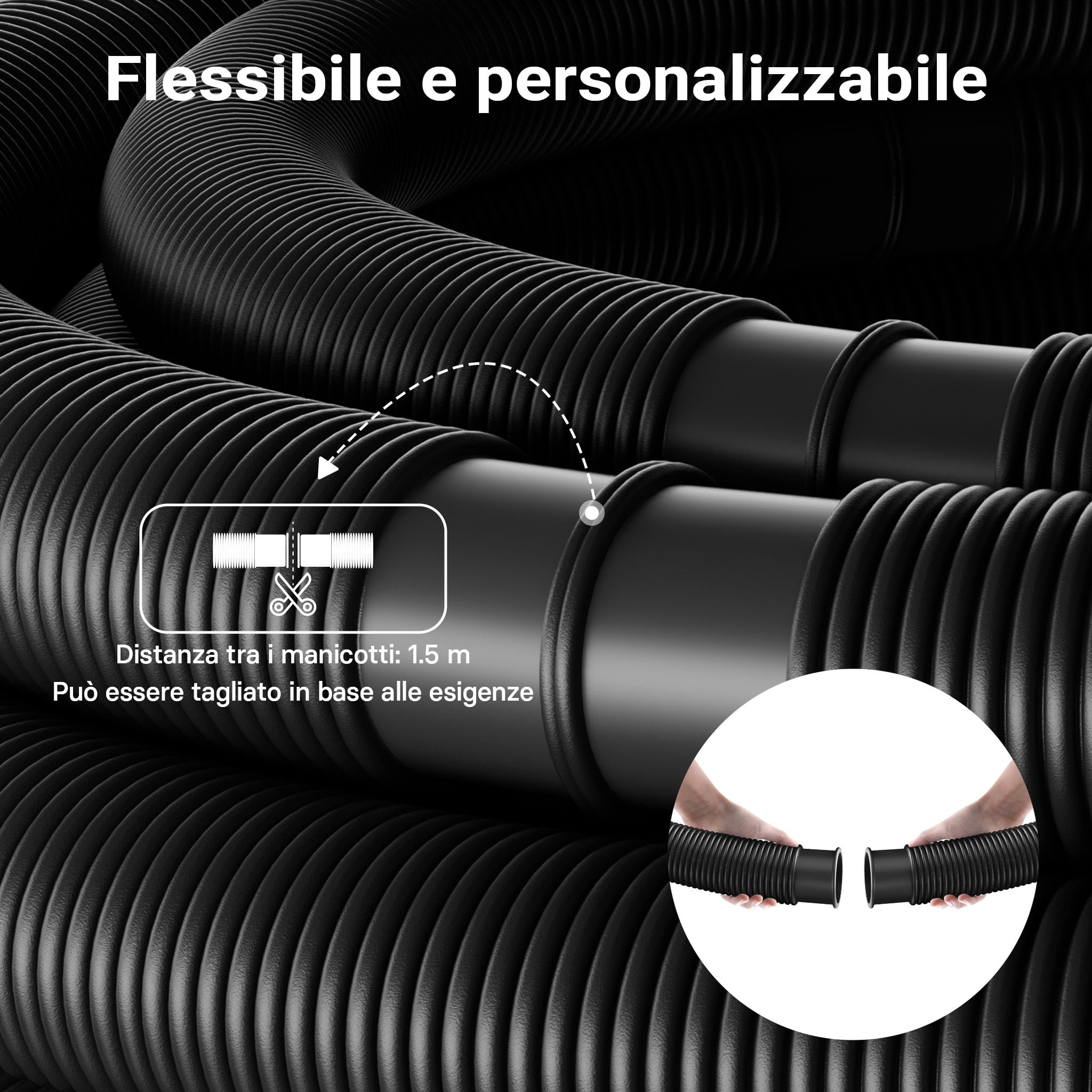 Wiltec tubo piscina nero 15 m 38 mm galleggiante