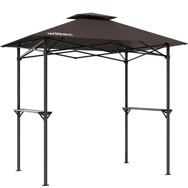 Wiltec gazebo barbecue 2,45x1,52 m caffe con ripiani telo UV50+
