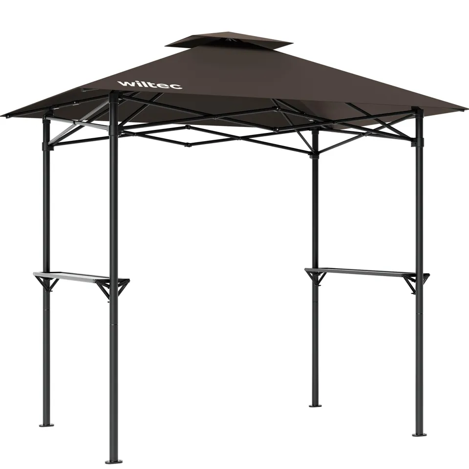 Wiltec gazebo barbecue 2,45x1,52 m caffe con ripiani telo UV50+