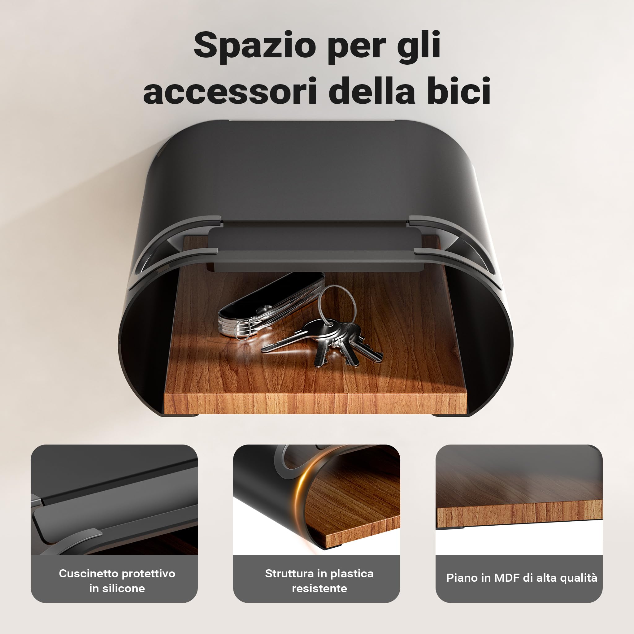 Wiltec Supporto Parete Bicicletta Nero 25kg Universale