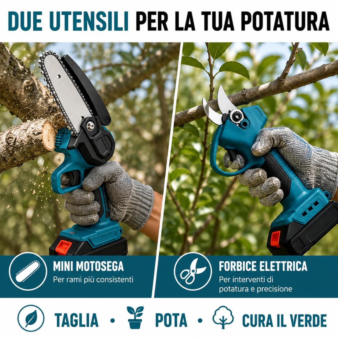 De Rosa Shop kit potatura a batteria 36V forbici + motosega