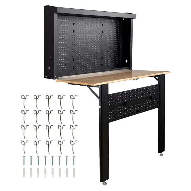 Wiltec Banco Lavoro Pieghevole Parete 120x60cm 200kg Pannello