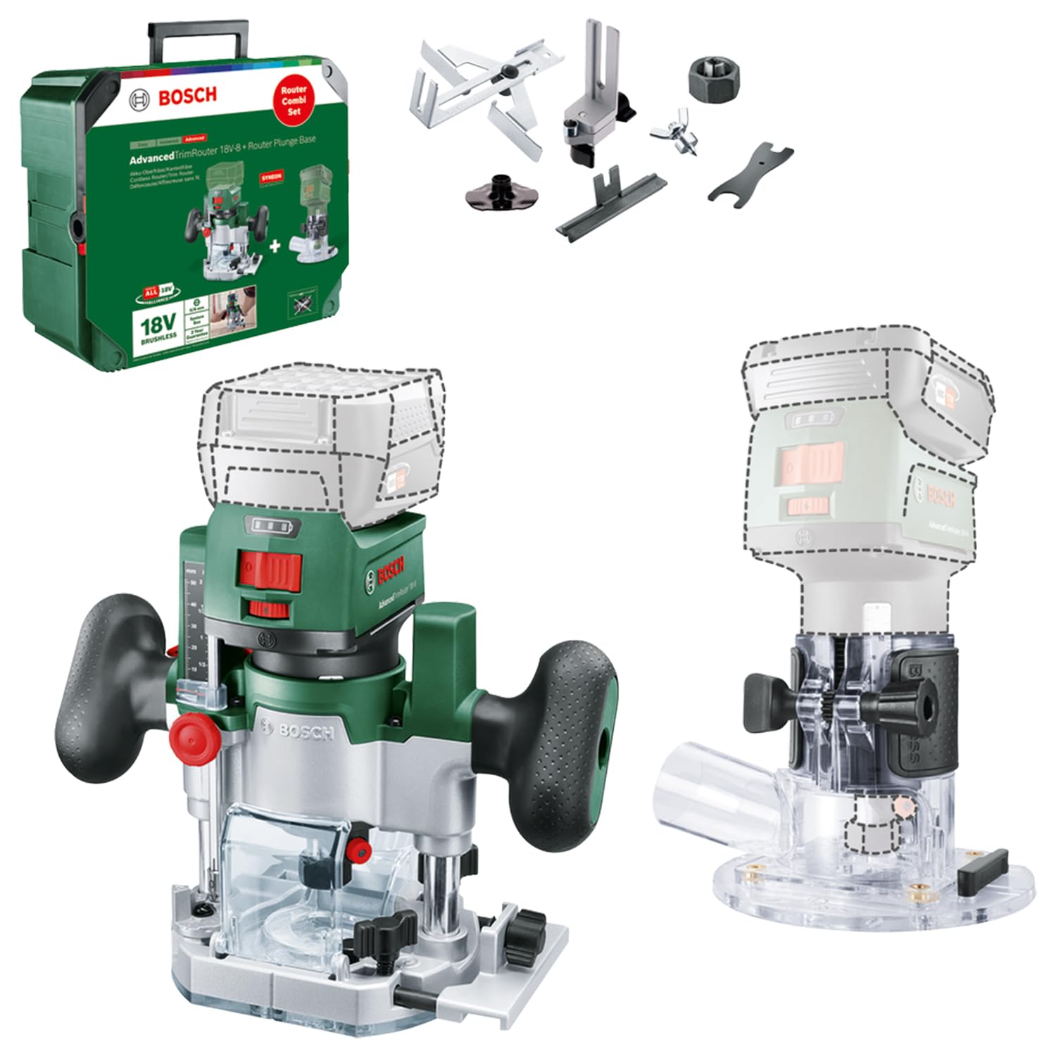 Bosch AdvancedTrimRouter 18V-8 Fresa a Batteria senza Batteria