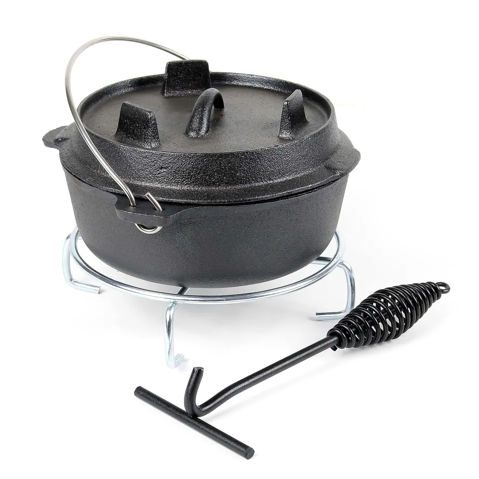 Wiltec Dutch Oven Forno Olandese 4L Ghisa Fuoco