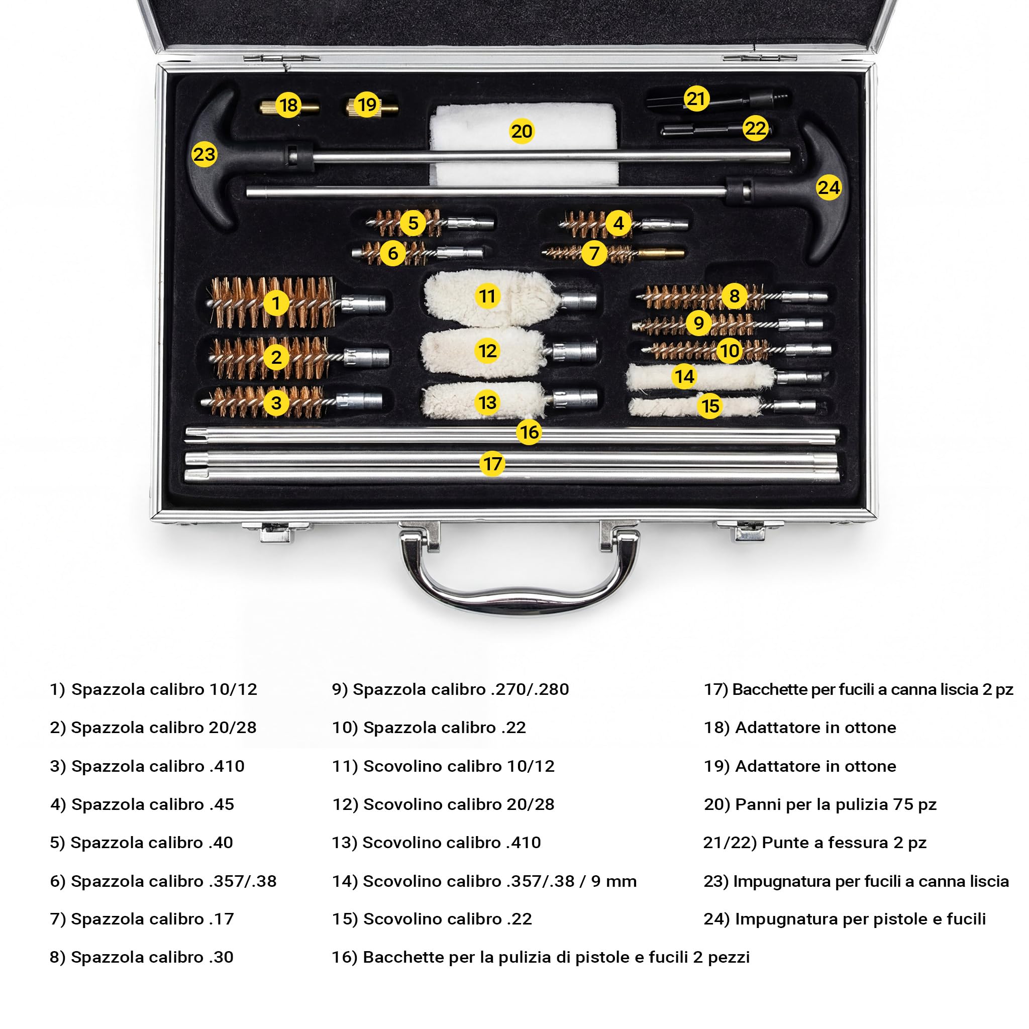Wiltec Kit Pulizia Armi Universale 100 Pezzi Fucili Pistole