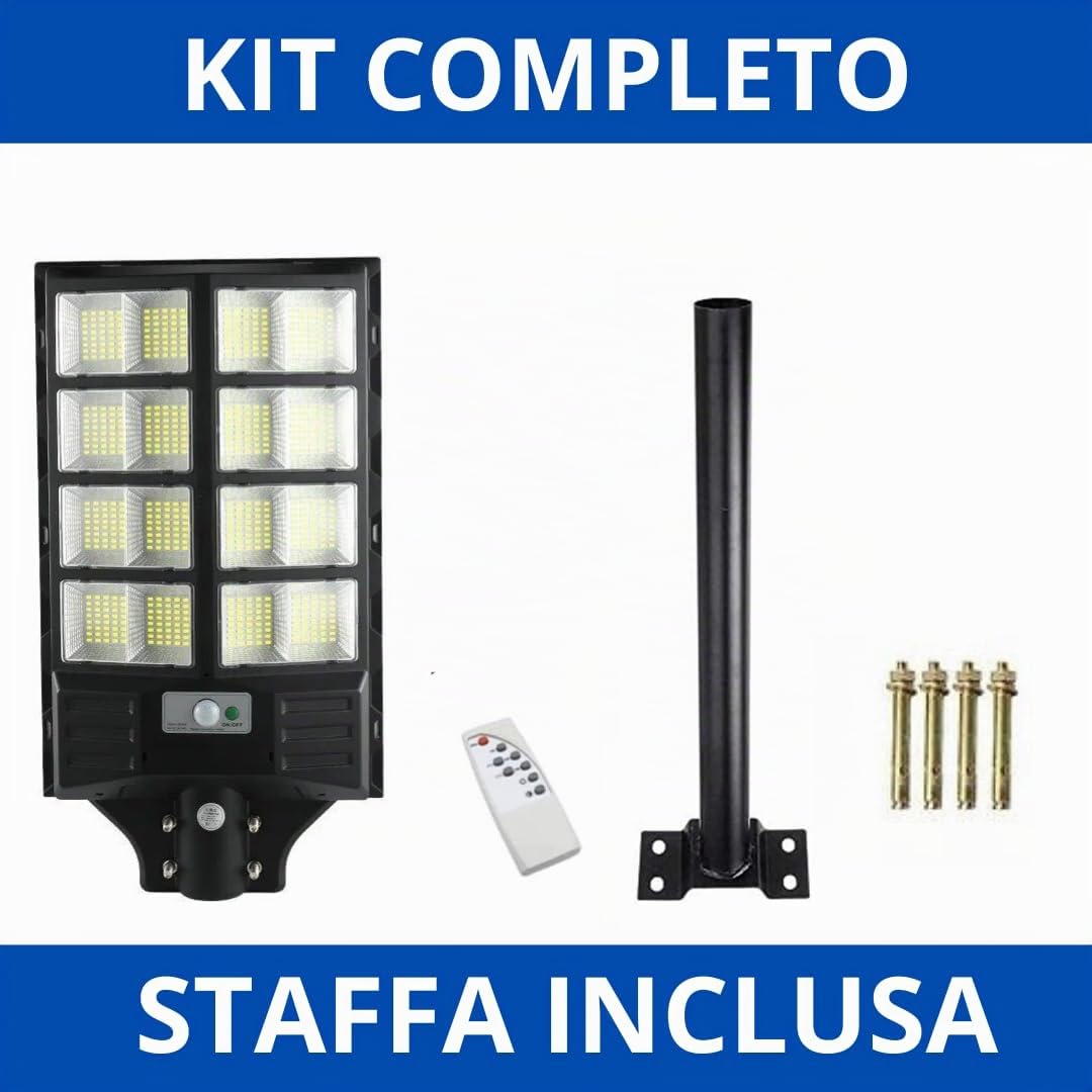 DE ROSA SHOP Lampione LED Solare 1000W 6500K Bianco Freddo IP65
