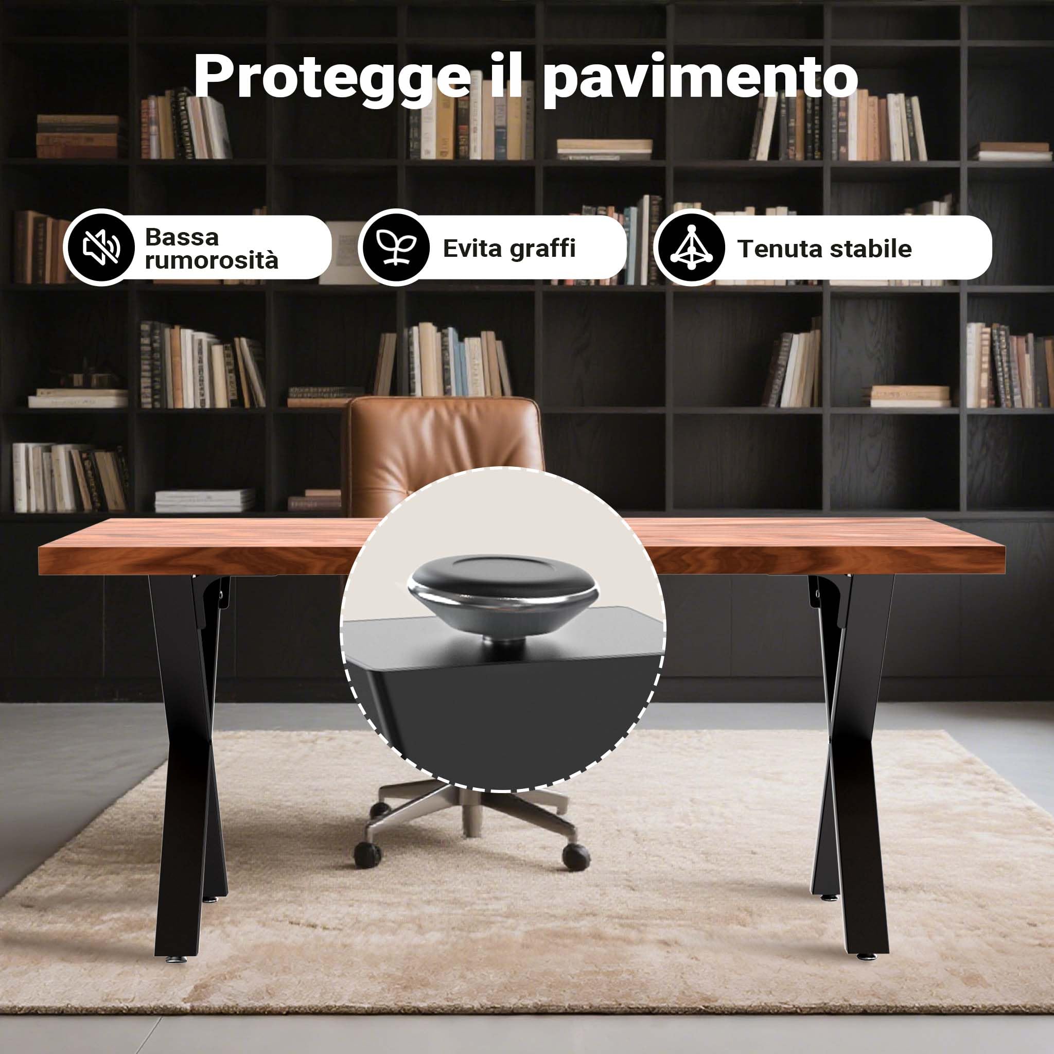 Wiltec Base Tavolo 72x60 cm Gambe a X Nero Acciaio