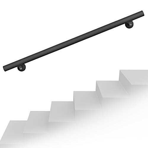 Wiltec Corrimano Scale 190 cm Acciaio Inox Nero