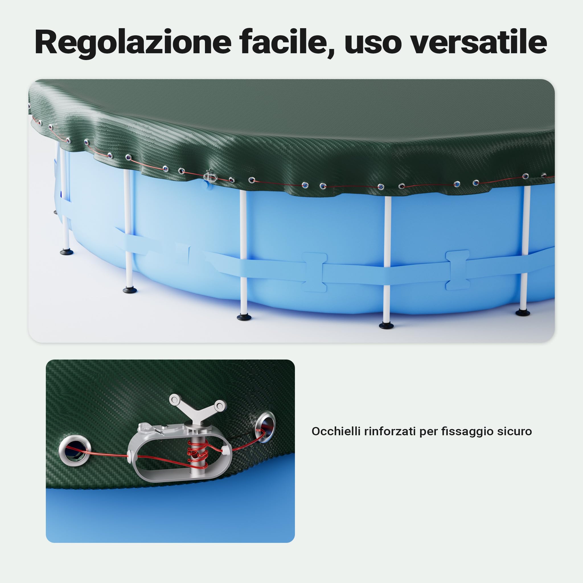 Wiltec Telo Copertura Piscina Rotonda 520 cm 2in1