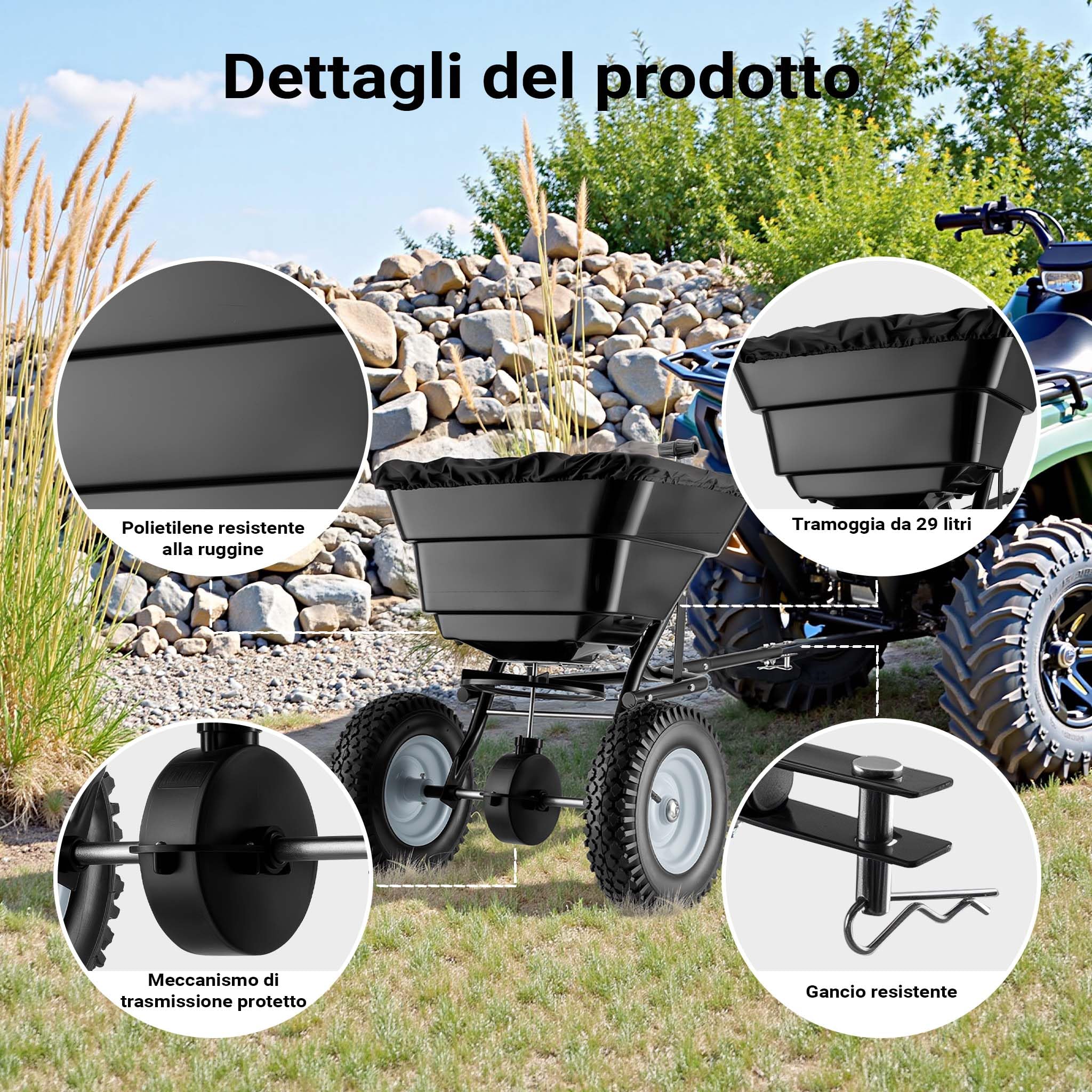 Wiltec GT1507 Carrello Spandiconcime Trainato 29L