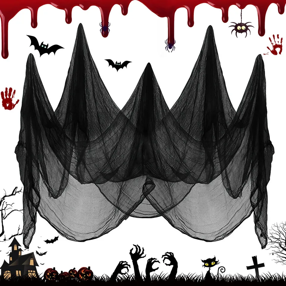 Wzone Panno Nero Halloween garza 215x500 cm cotone