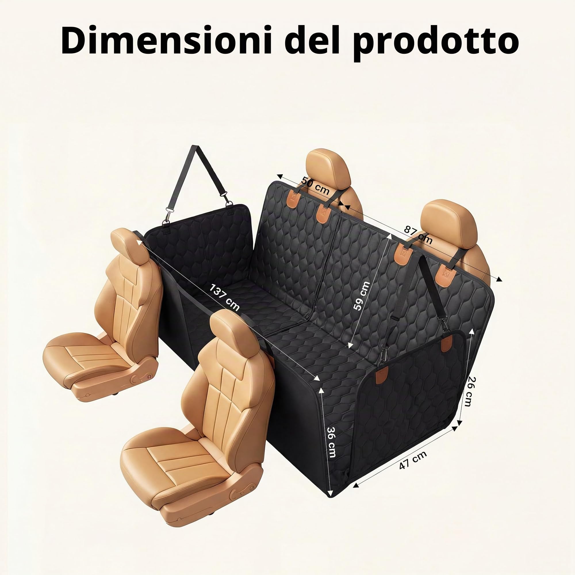 Fudajo Coprisedile Posteriore Auto Cani 137x147cm Divisibile