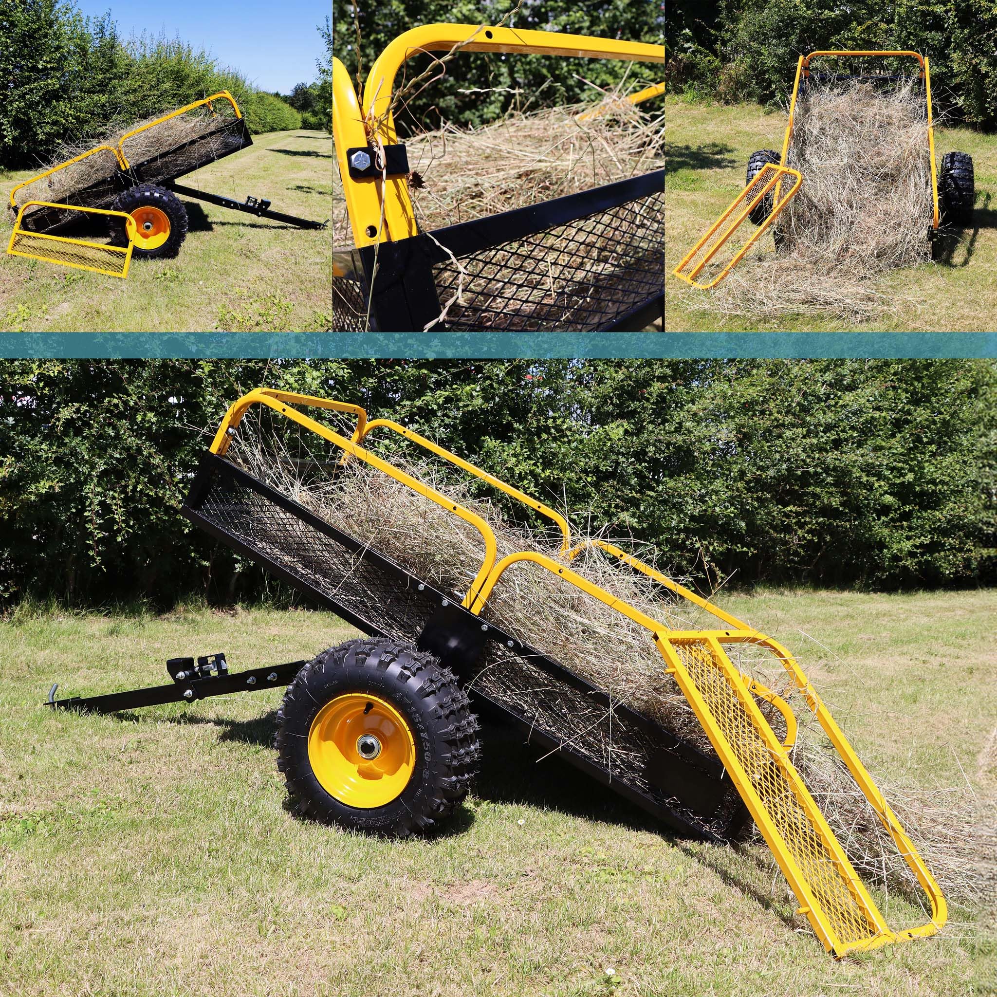 Wiltec rimorchio trattorino 450 kg 210x120x70 ribaltabile