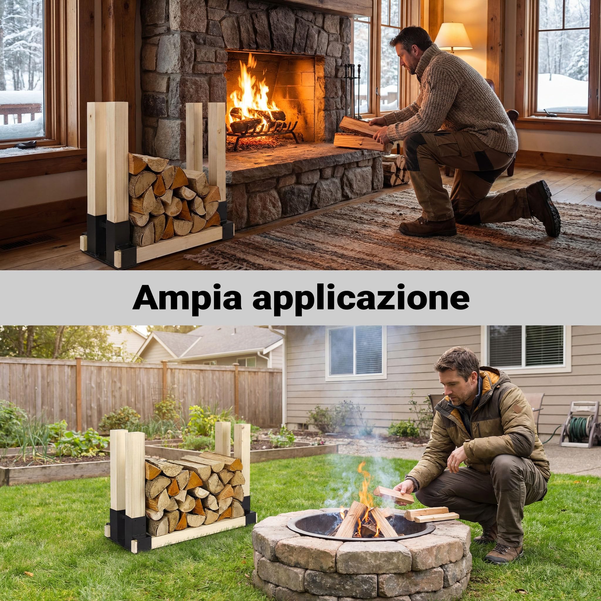 Wiltec Set 2 supporti catasta legna acciaio