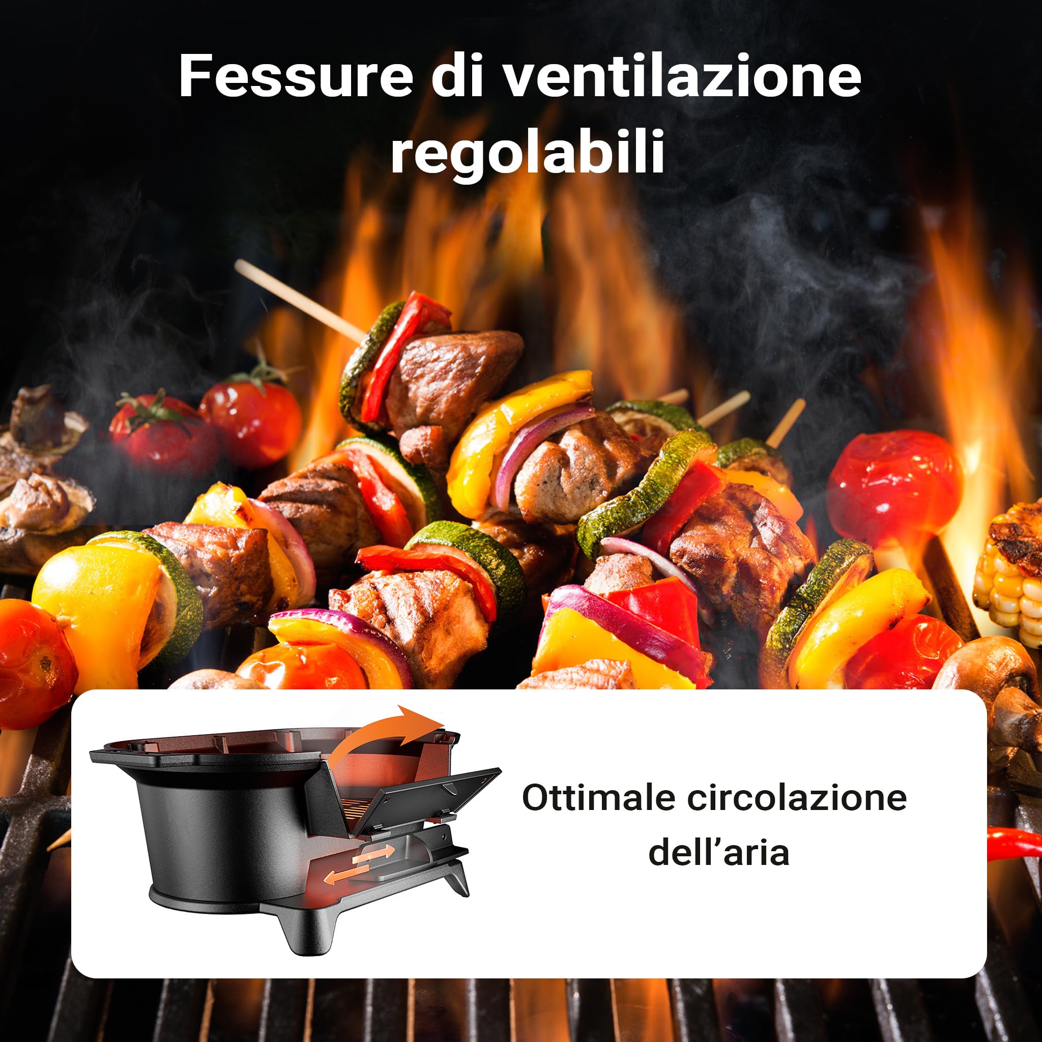 Wiltec Pentola Barbecue Ghisa 50x27x21 cm con Griglia