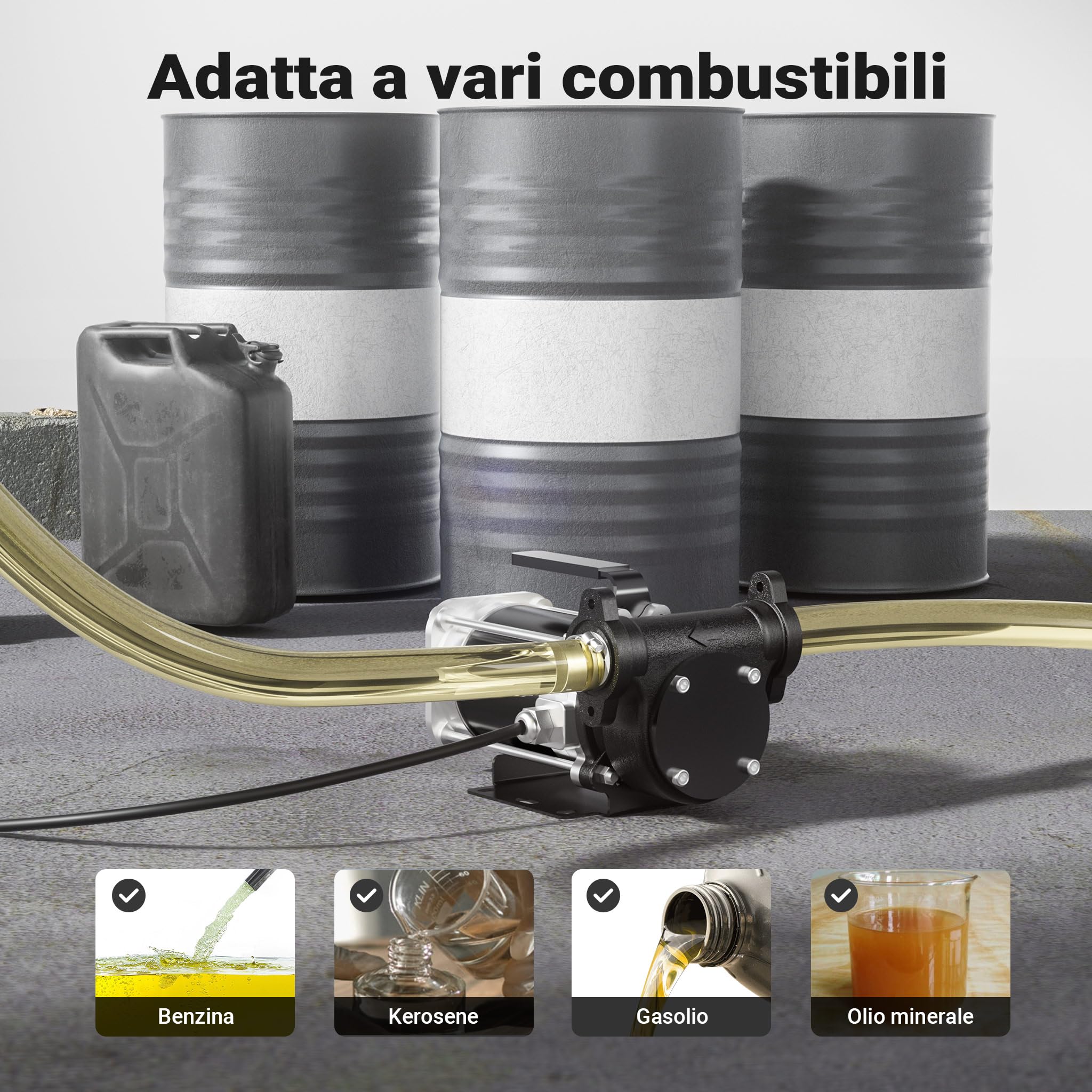 Wiltec Pompa Travaso Carburante 12V 57 L/min 180W Gasolio