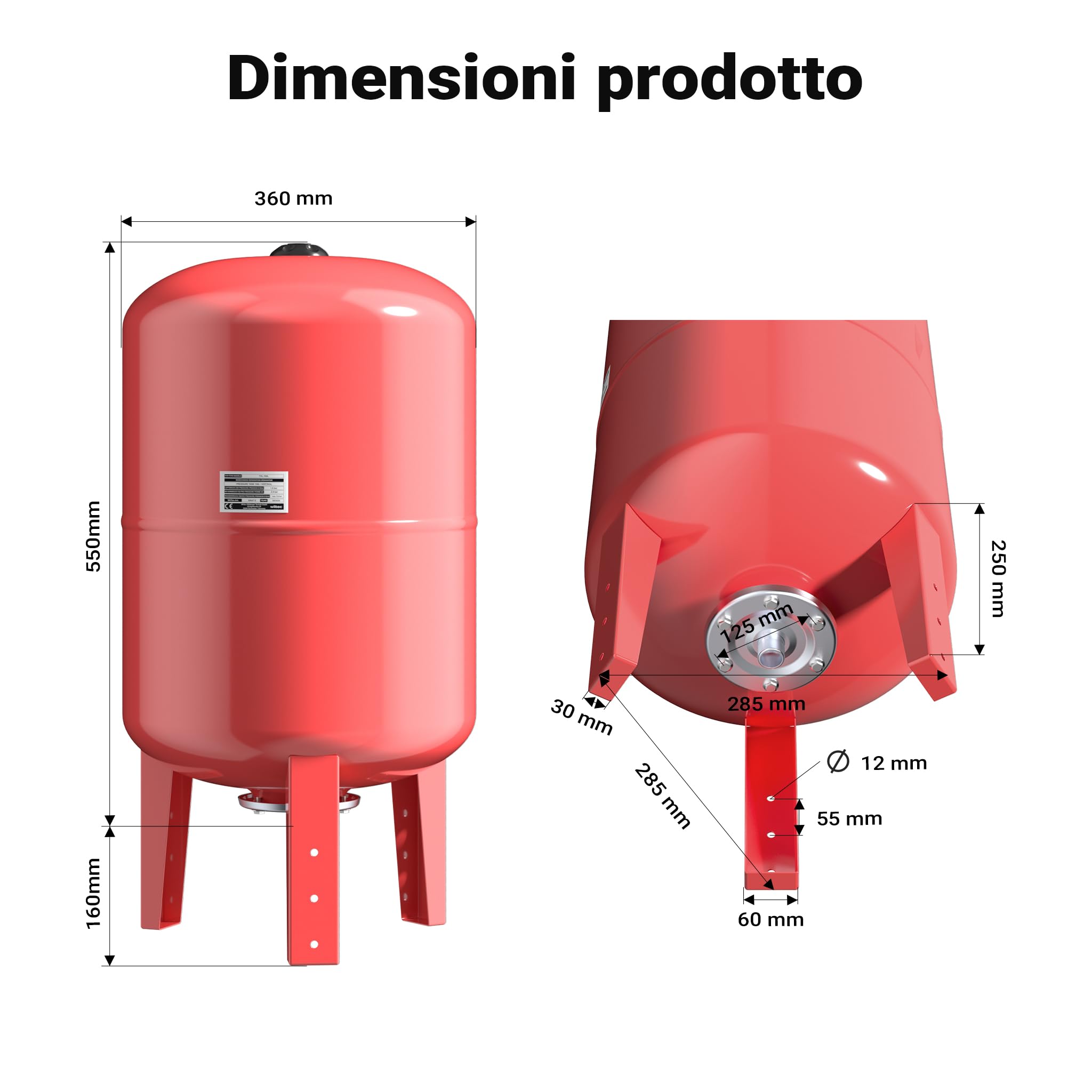 Wiltec Vaso Espansione 50L Verticale Autoclave Membrana EPDM
