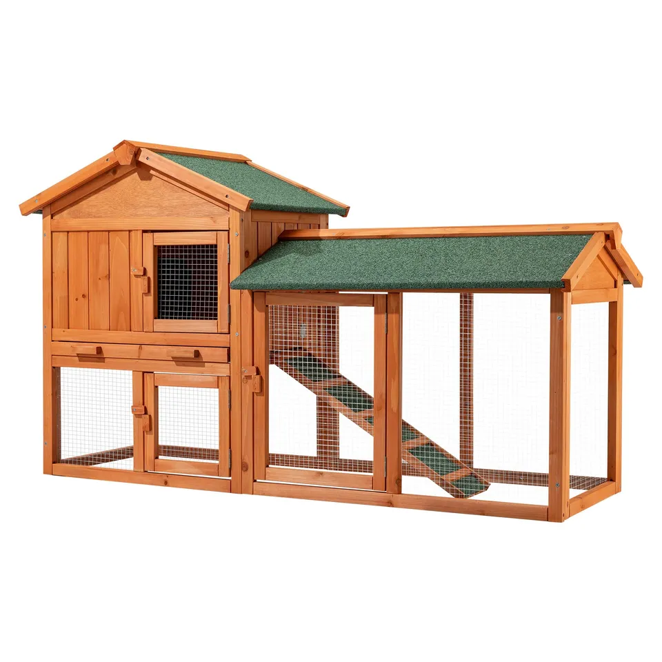 Wiltec Pollaio Conigliera Legno 147x52x85,5 cm con Recinto