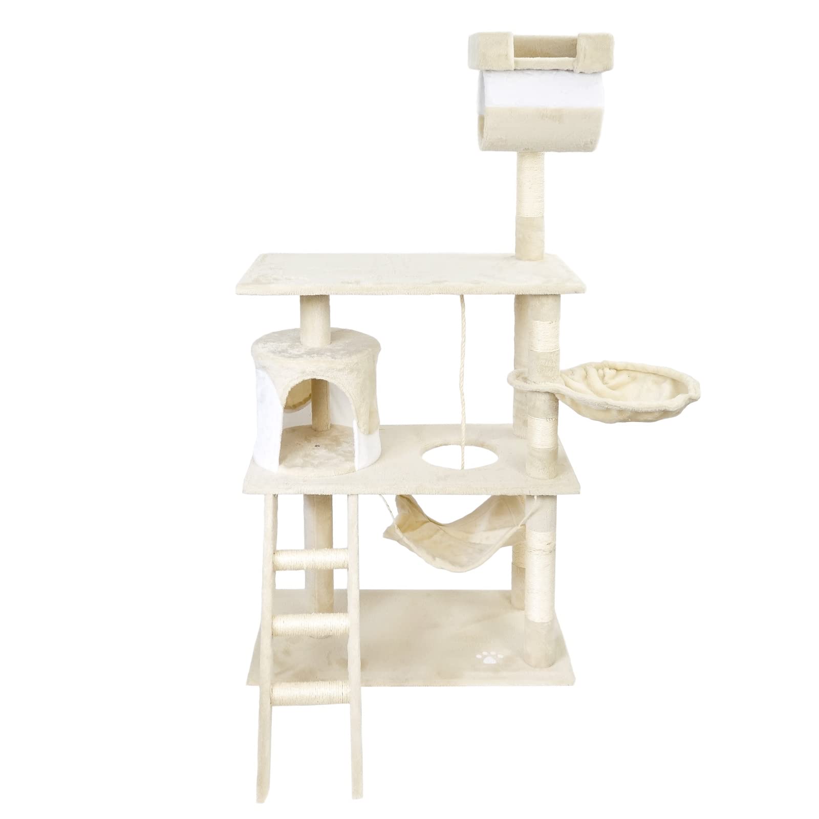 Wiltec albero tiragraffi gatti beige 141cm sisal