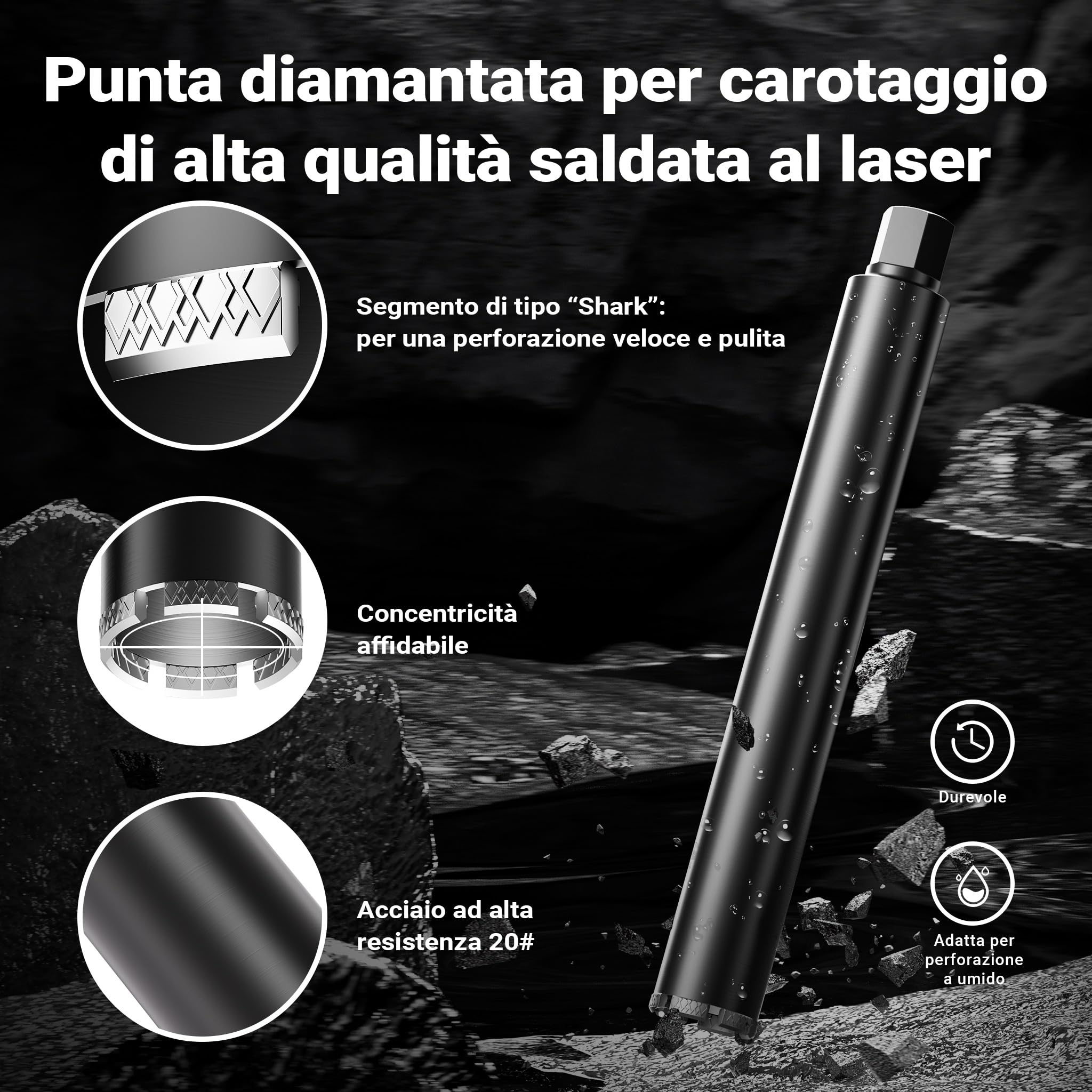 Wiltec Punta Diamantata Carotatrice Ø67 mm 450 mm Umido
