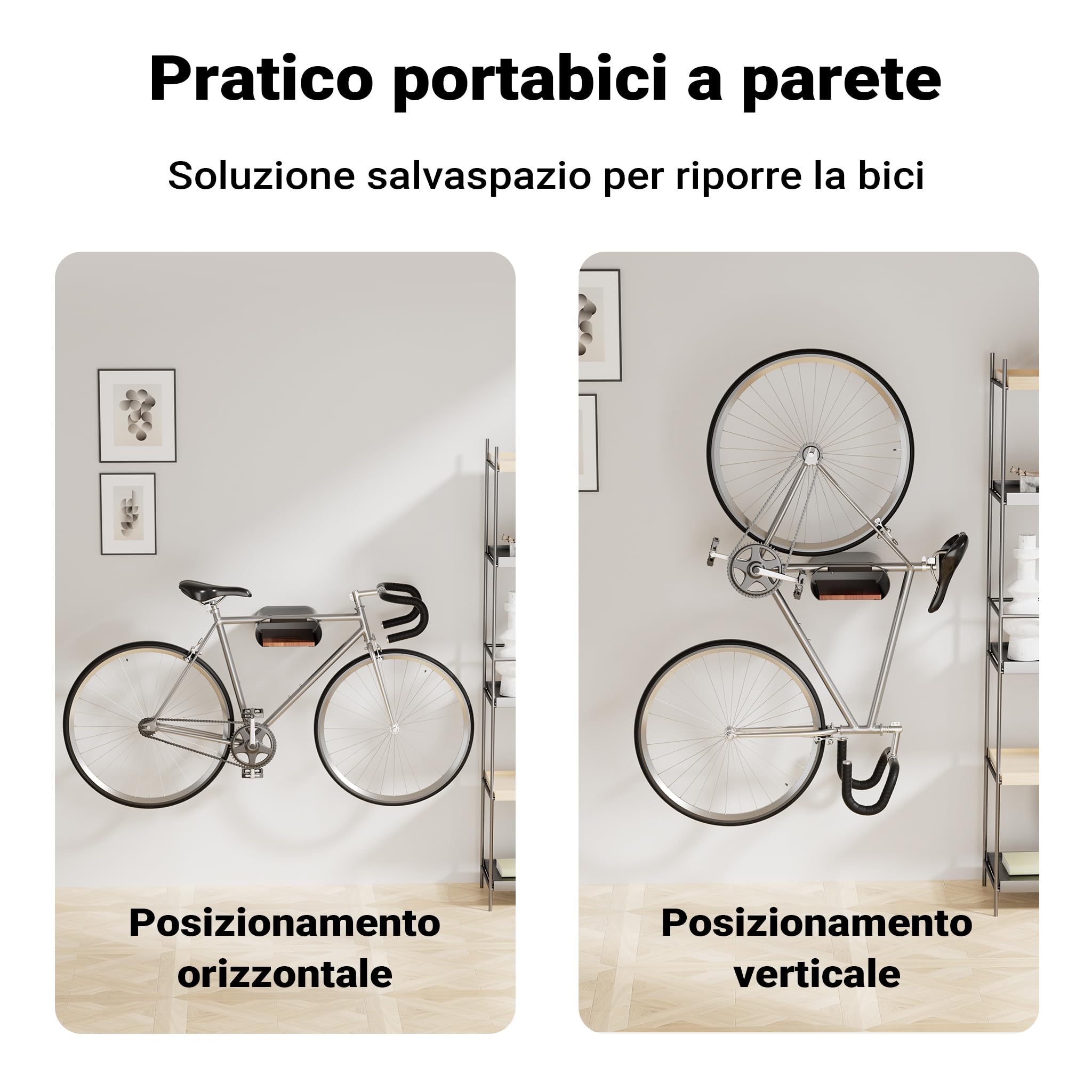 Wiltec Supporto Parete Bicicletta Nero 25kg Universale