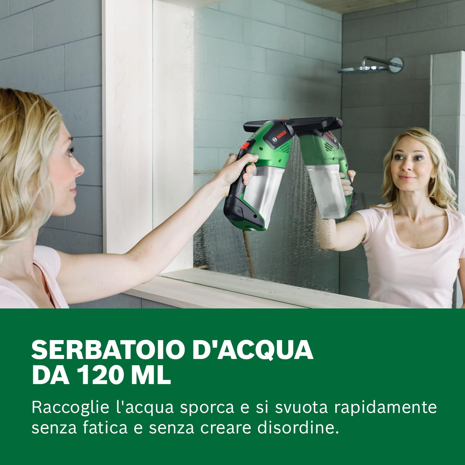 Bosch GLASSVAC lavavetri a batteria con spray e panno