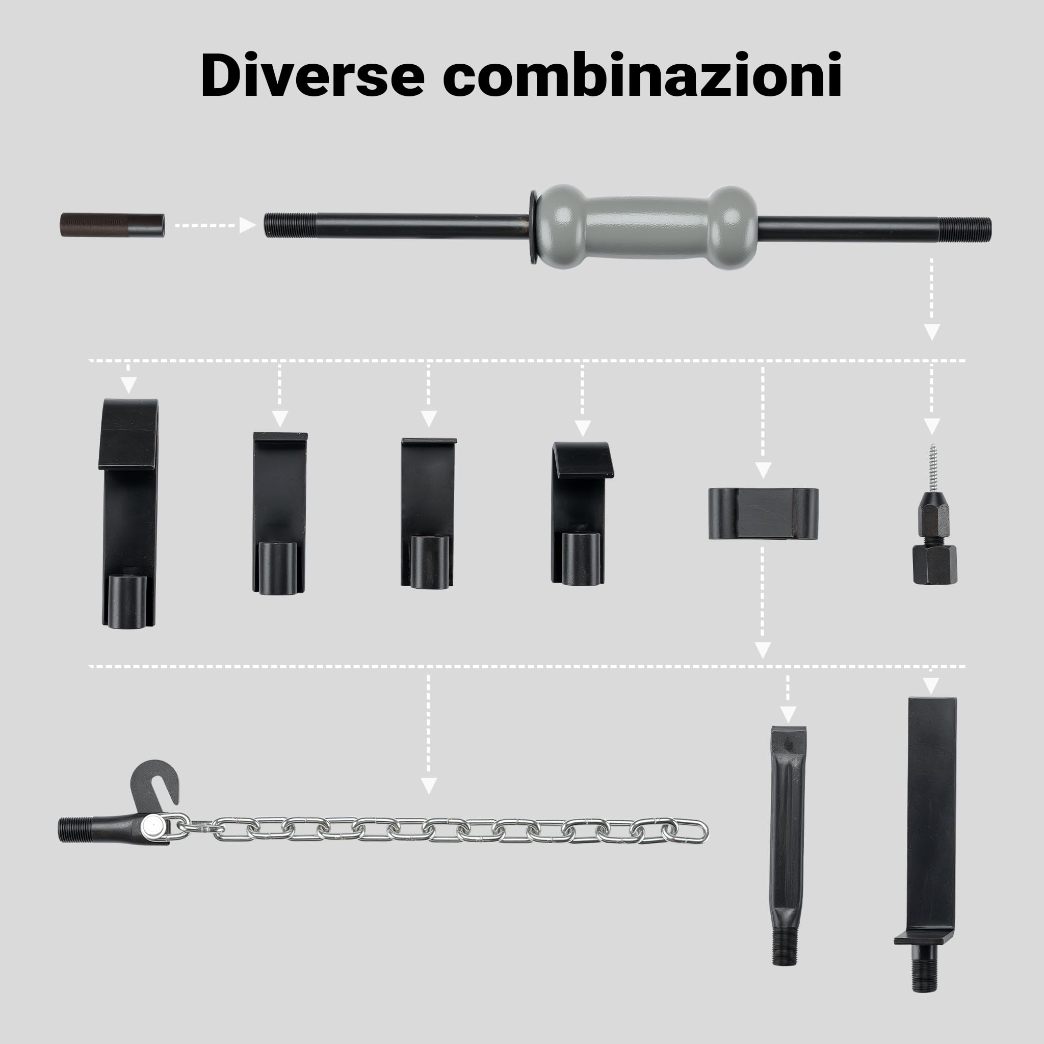 Wiltec Set Carrozzeria 11 Pezzi Martello Scorrevole 2,5 Kg