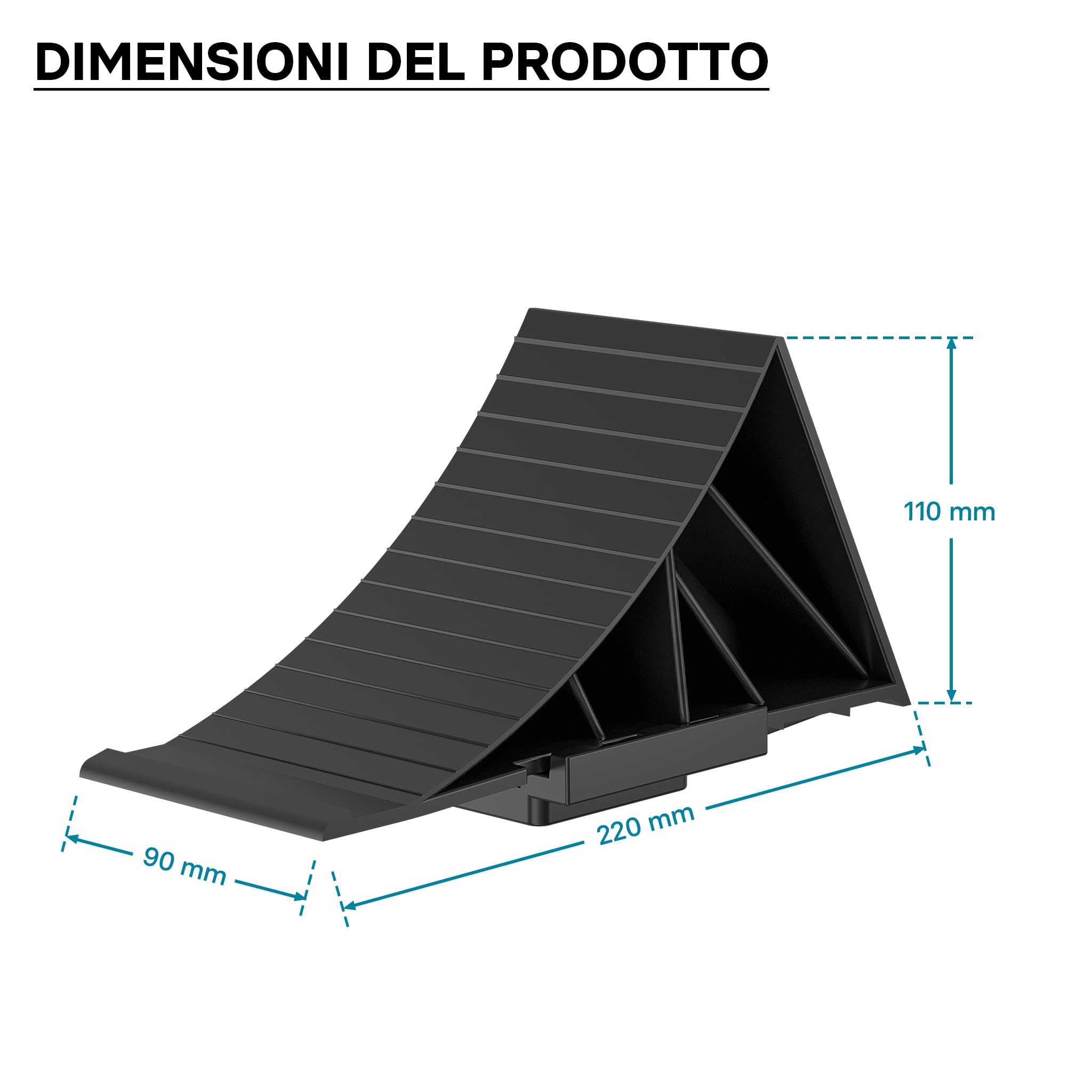 Wiltec Cunei Bloccaruota 2pz HDPE 1,6T 220x90x110mm Staffa