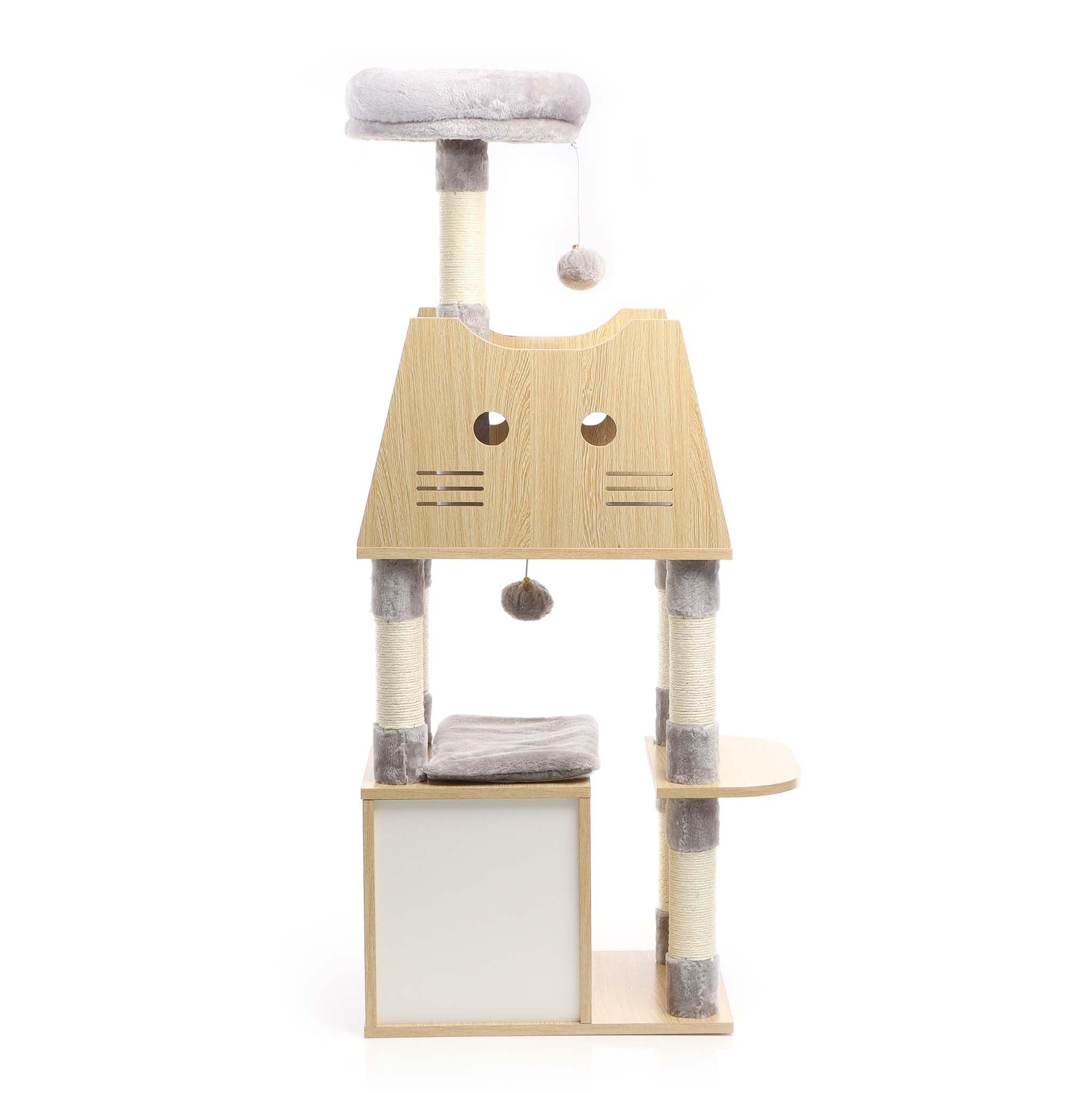 Fudajo Albero Tiragraffi 126cm Grigio con Casetta e Cuccia