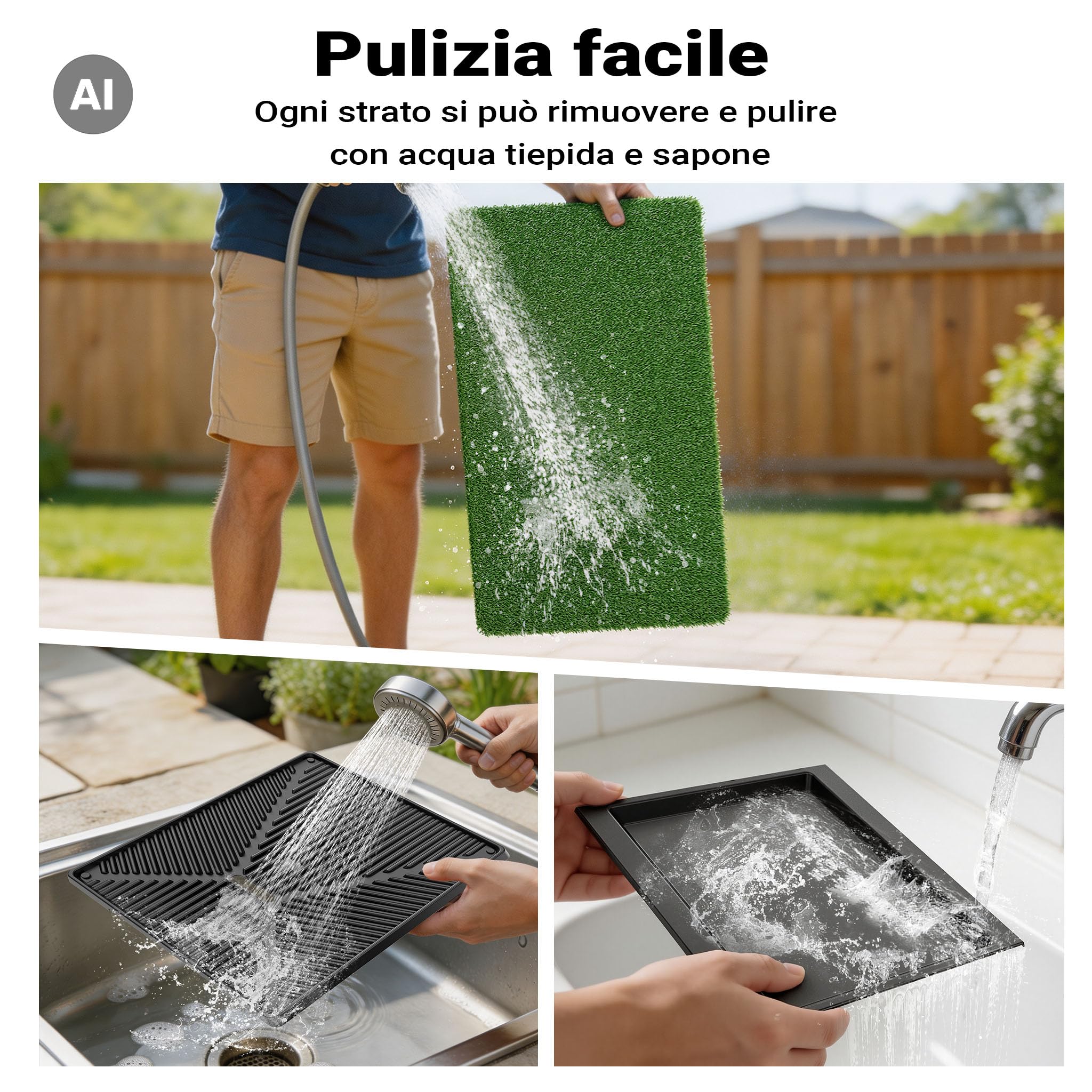 Wiltec Fudajo Toilette per Cani Erba Sintetica 63x51 cm a 3 strati