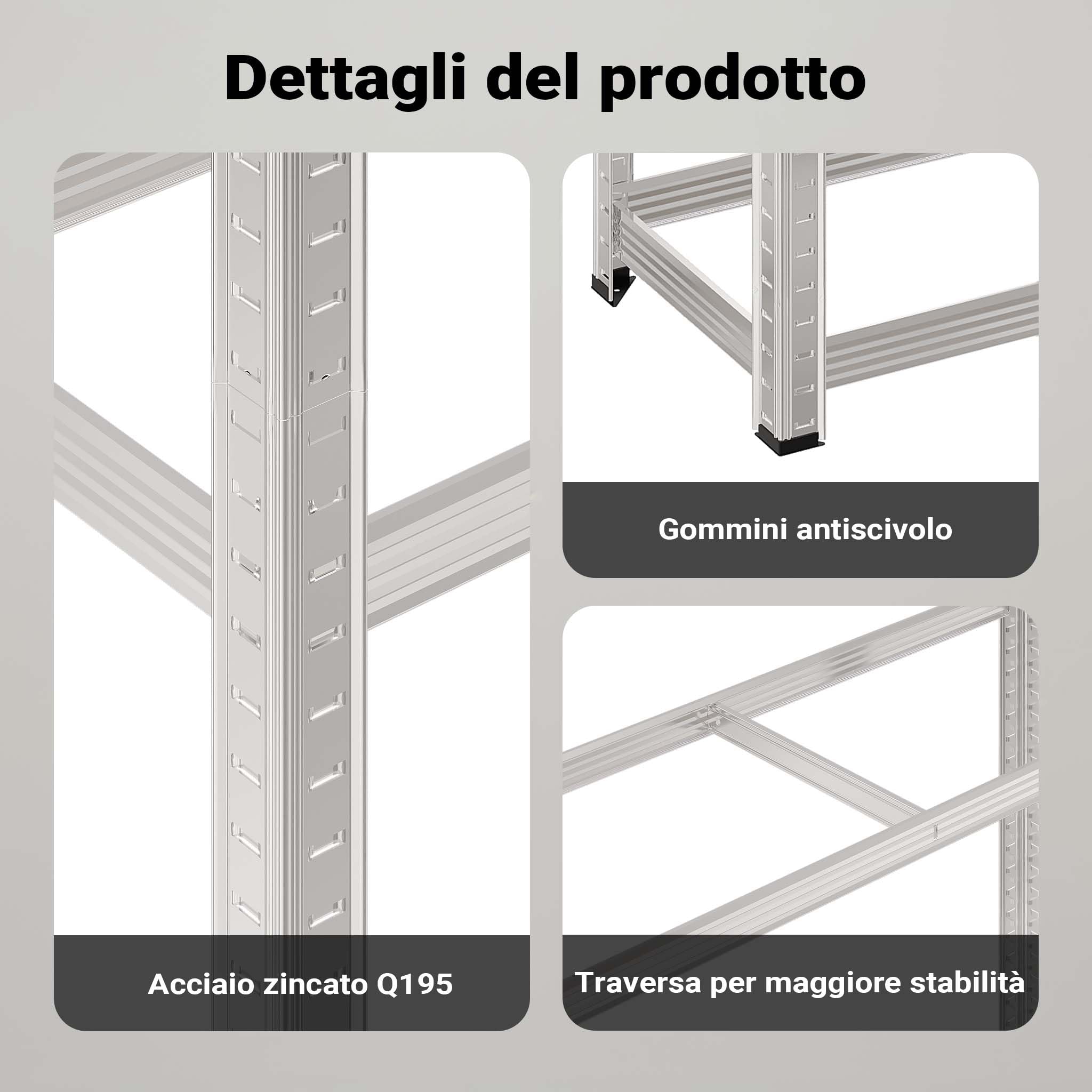 Wiltec Scaffale portagomme 180x120x40 cm 8 gomme 795 kg