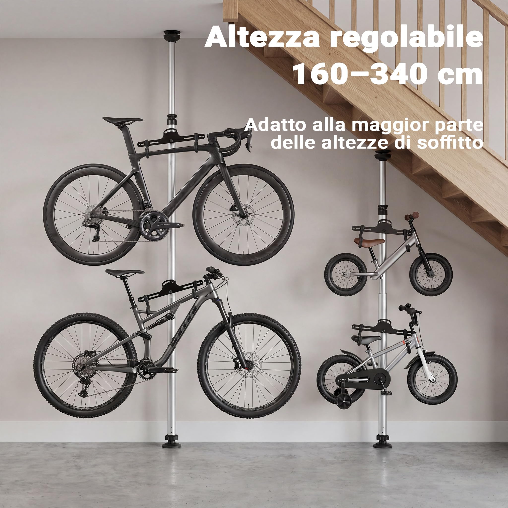 Wiltec Portabici Terra Telescopico 160-340 cm per 2 Bici