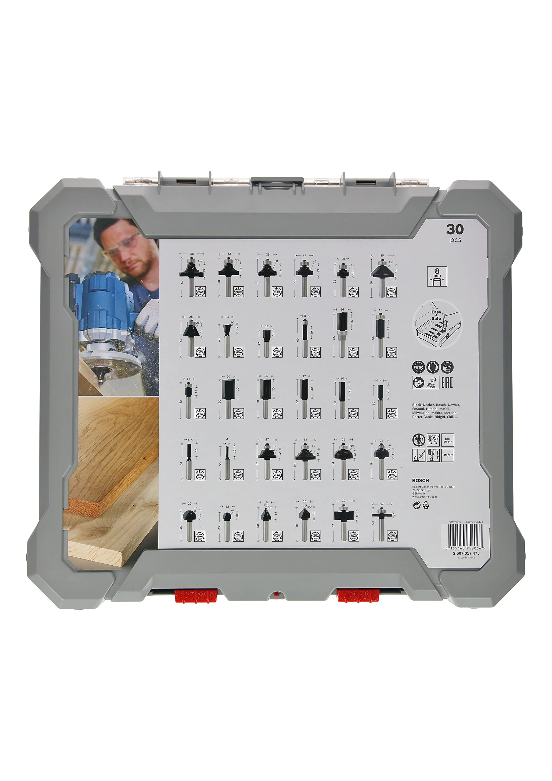 Bosch Set 30 Frese per Legno Codolo 8 mm Misto PRO