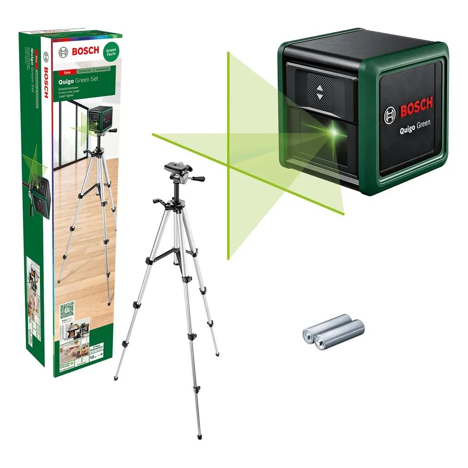 Bosch Quigo Green livella laser croce 12 m con treppiede