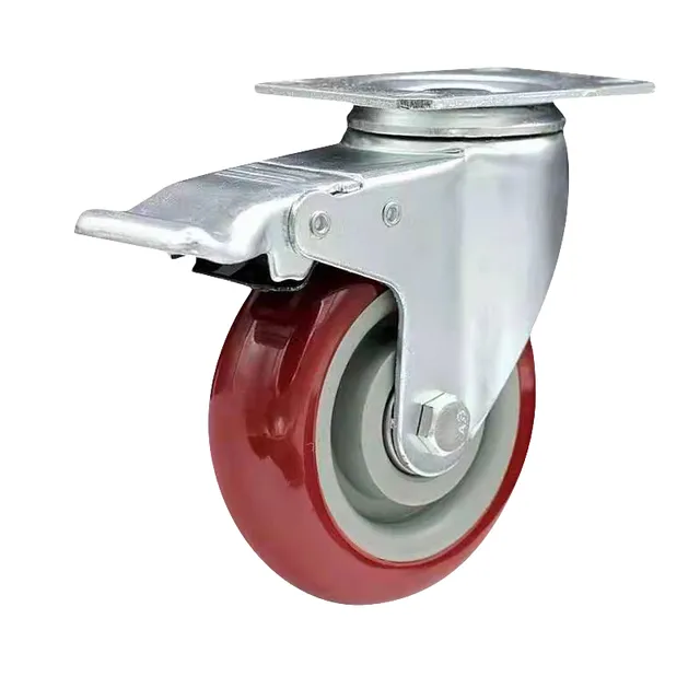 Bormann Ruota Girevole PVC Rossa 125 mm Freno 110 kg