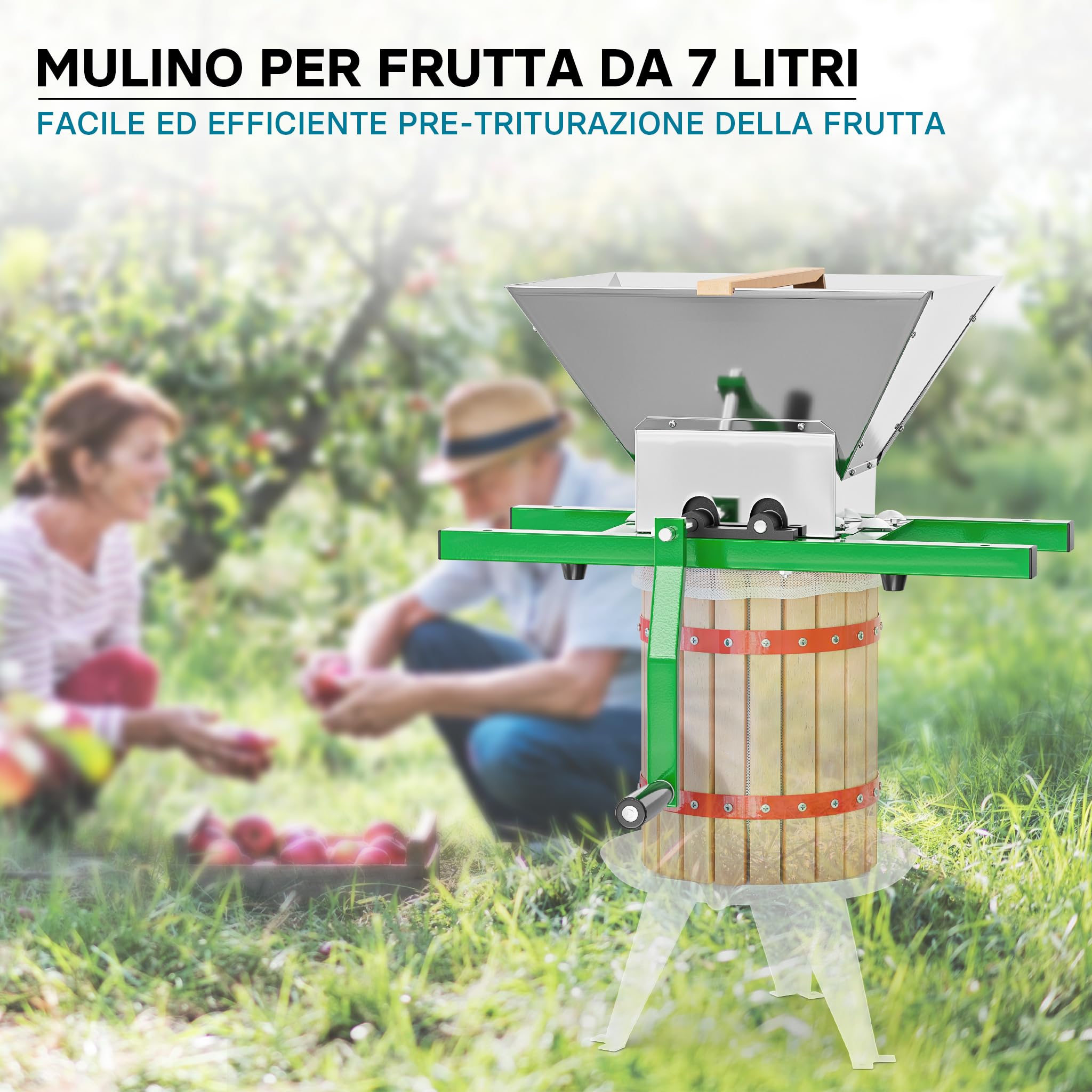 Wiltec mulino macina frutta manuale 7 litri inox