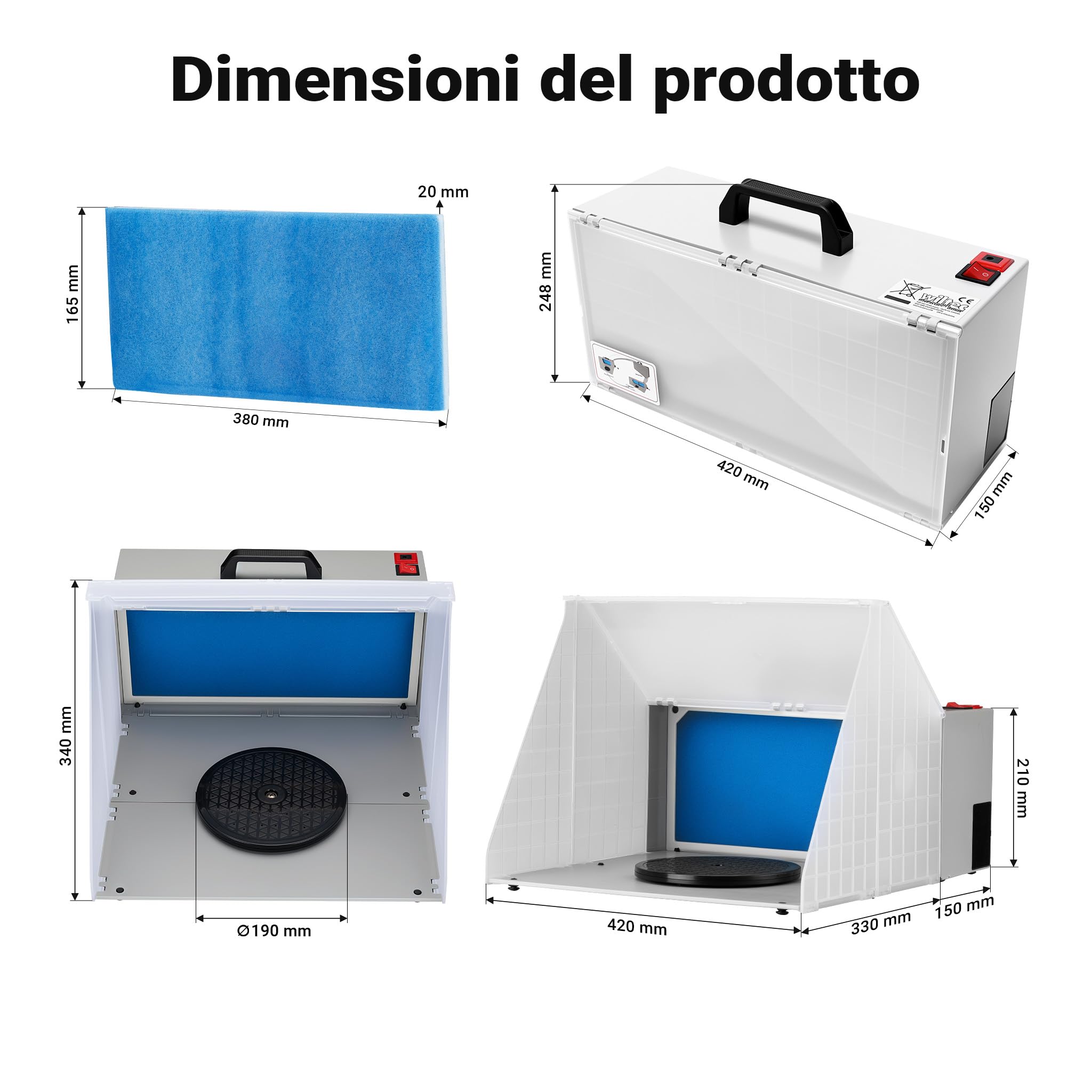 Wiltec 4m³/min cabina aspirazione verniciatura aerografo filtro